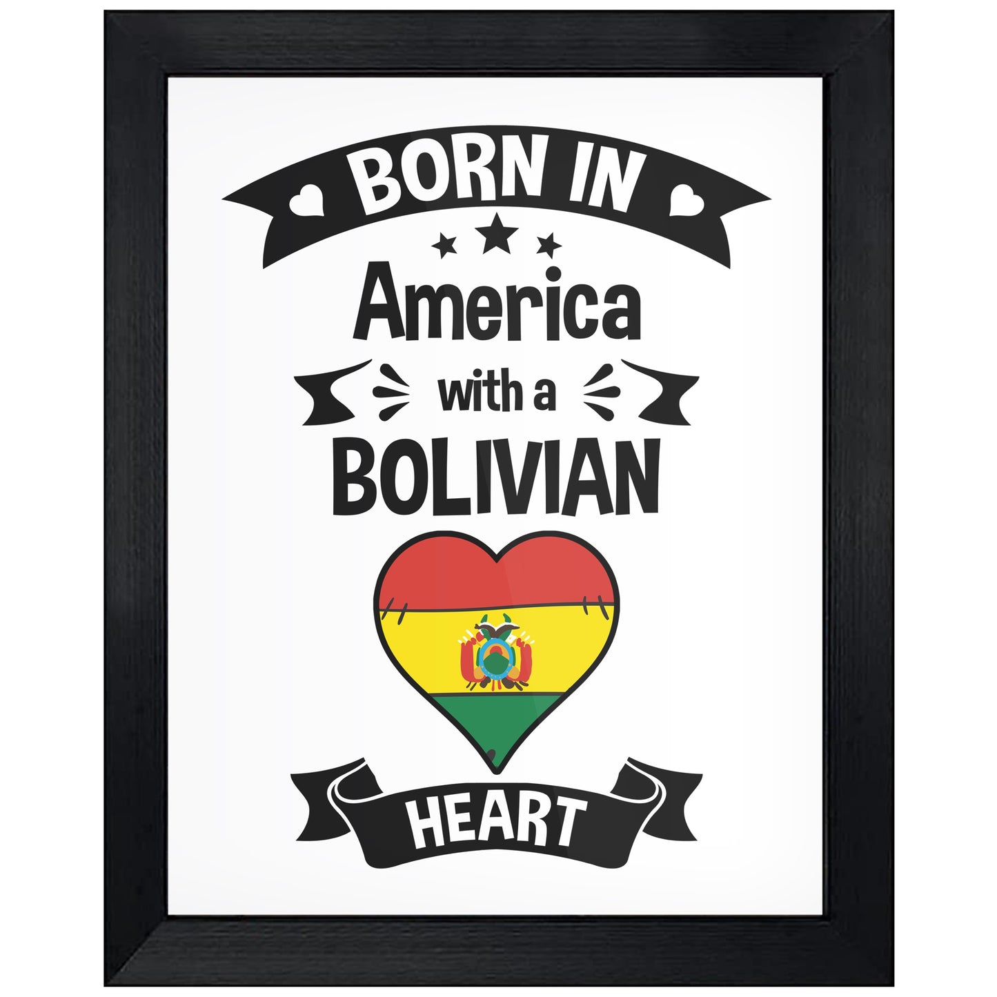 Born In America With A Bolivian Heart Baby Nursery 8"x10" Wall Art Print