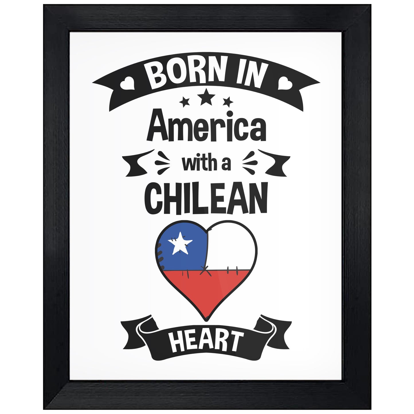 Born In America With A Chilean Heart Baby Nursery 8"x10" Wall Art Print