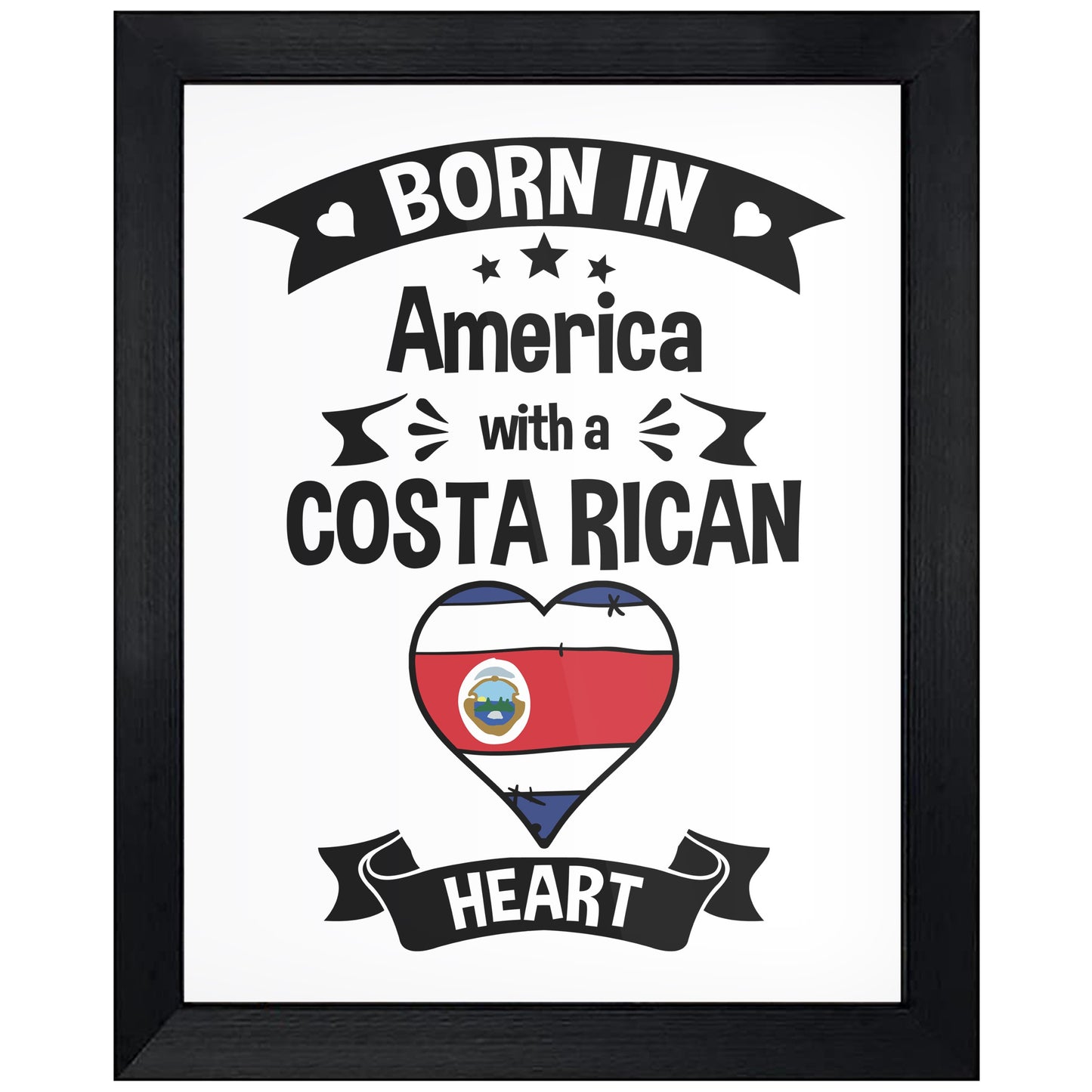 Born In America With A Costa Rican Heart Baby Nursery 8"x10" Wall Art Print
