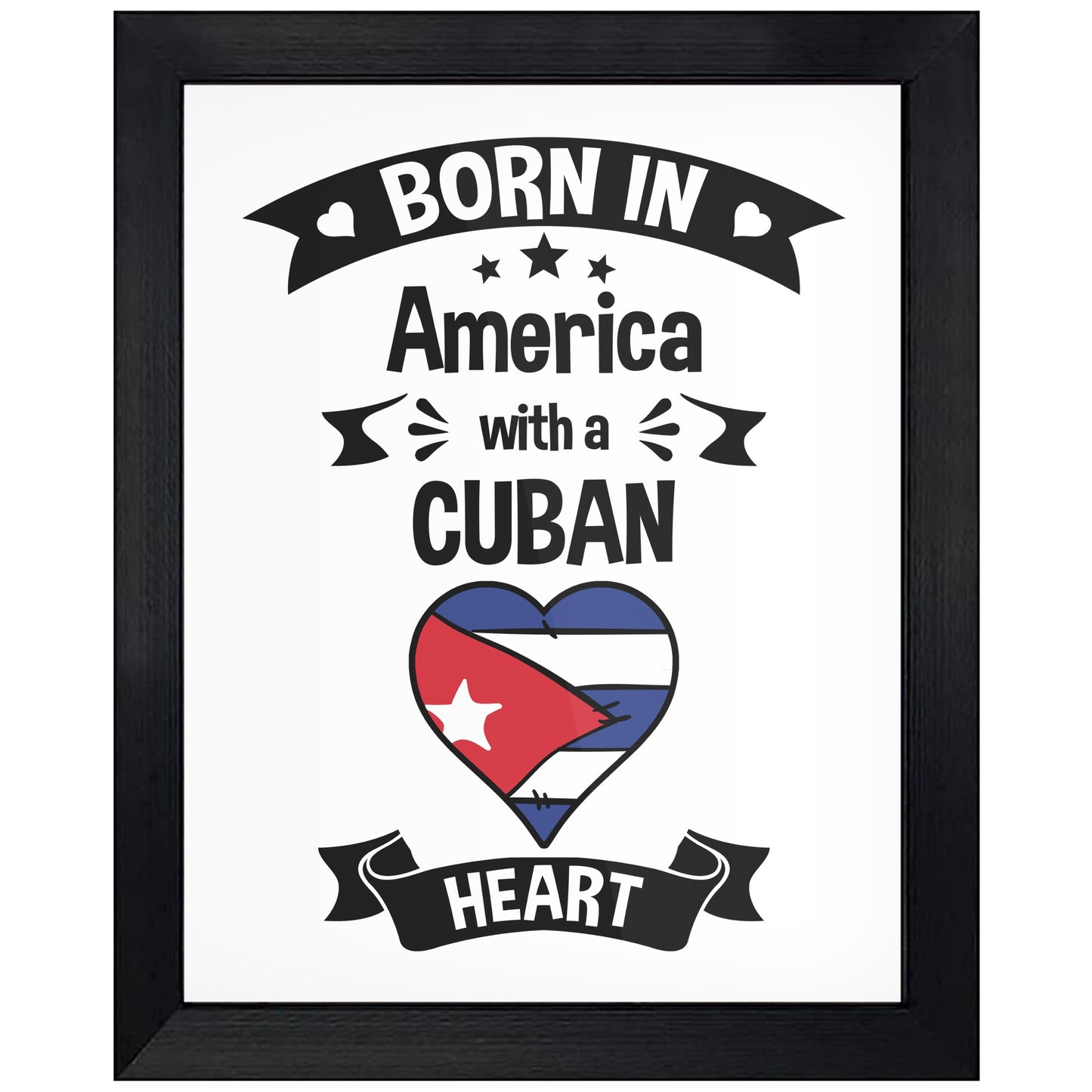 Born In America With A Cuban Heart Baby Nursery 8"x10" Wall Art Print