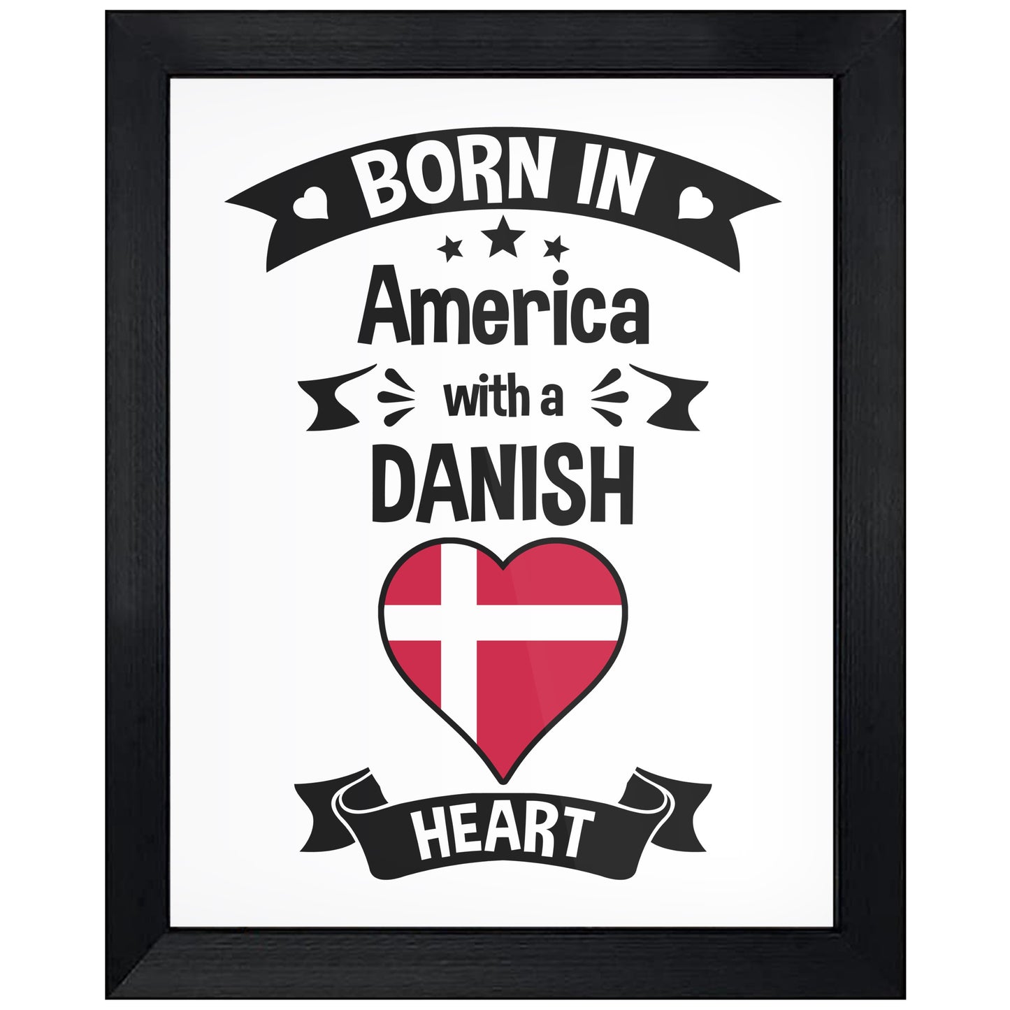 Born In America With A Danish Heart Baby Nursery 8"x10" Wall Art Print