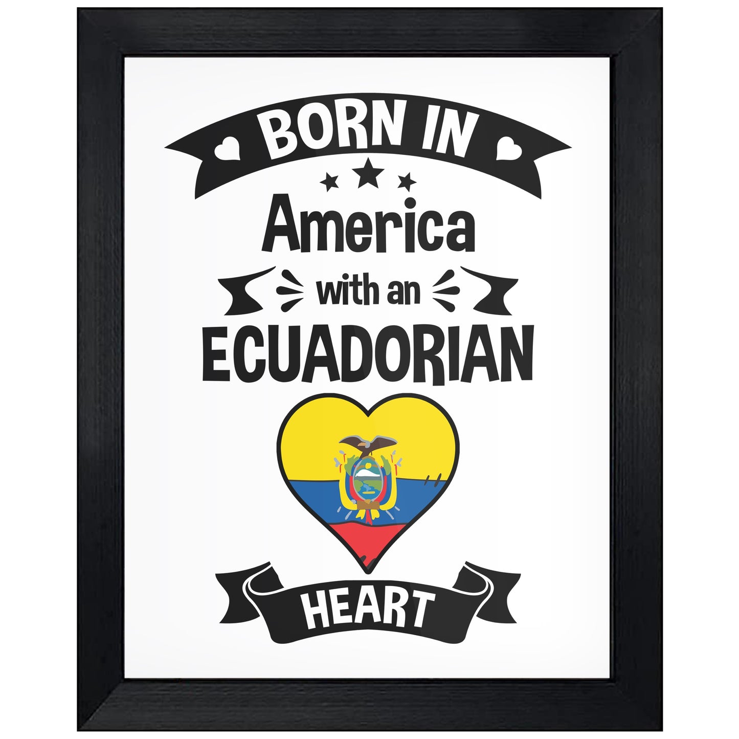 Born In America With An Ecuadorian Heart Baby Nursery 8"x10" Wall Art Print