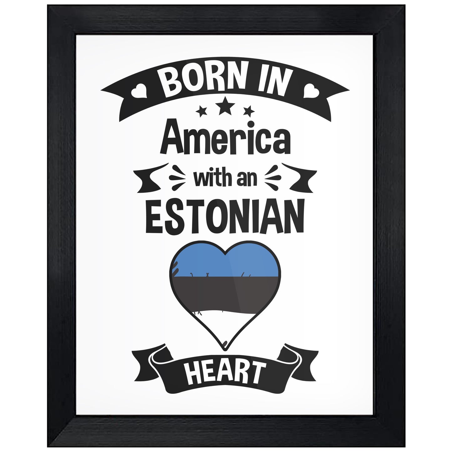 Born In America With An Estonian Heart Baby Nursery 8"x10" Wall Art Print
