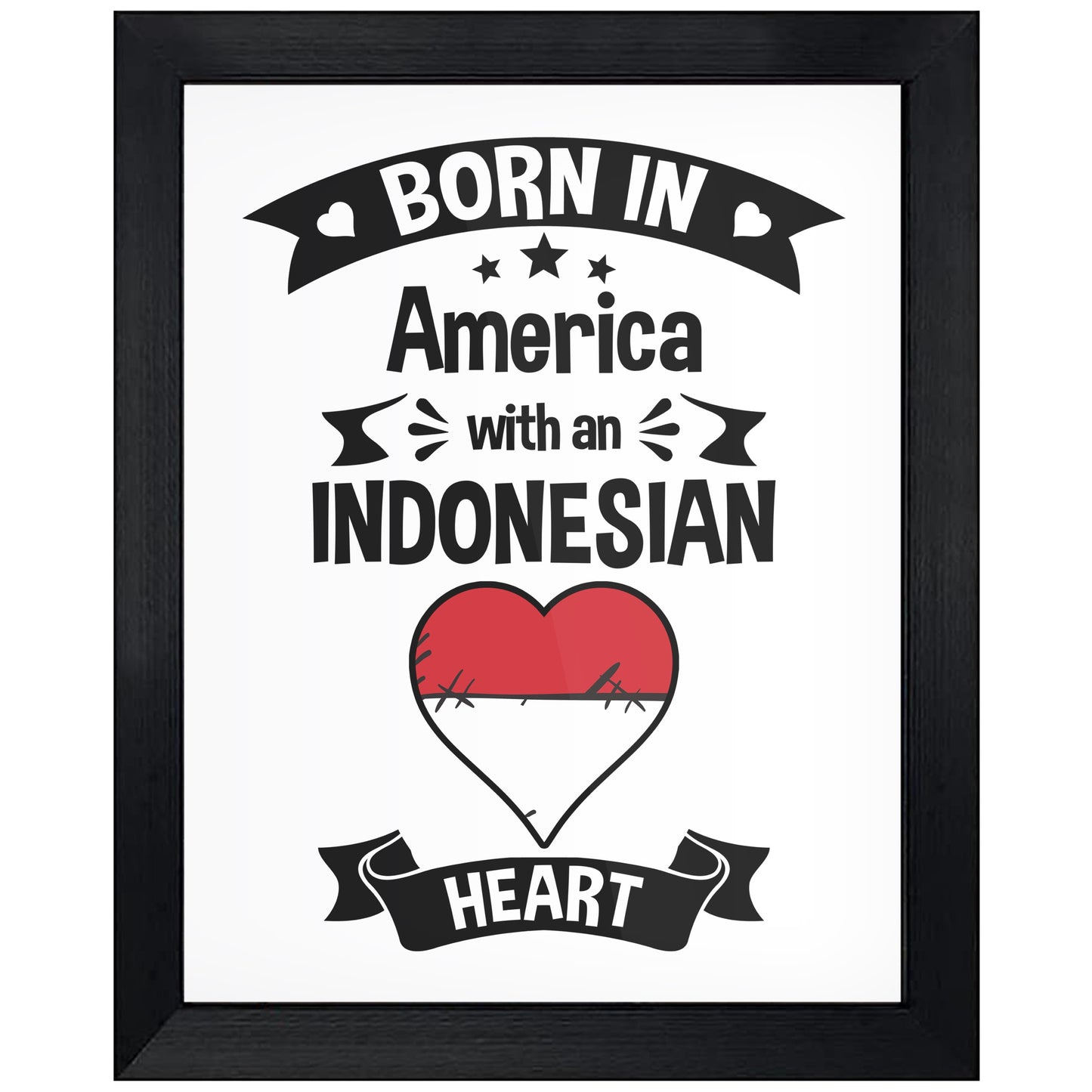 Born In America With An Indonesian Heart Baby Nursery 8"x10" Wall Art Print