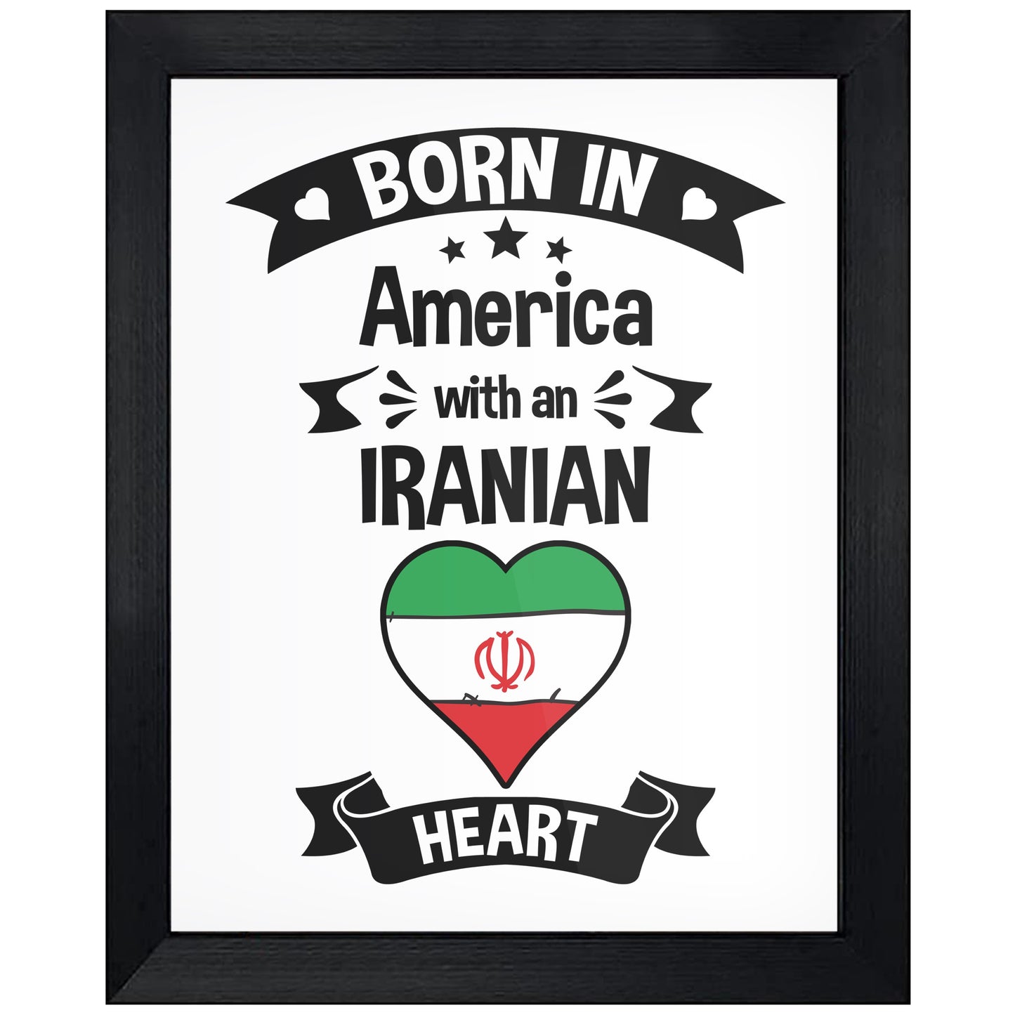 Born In America With An Iranian Heart Baby Nursery 8"x10" Wall Art Print