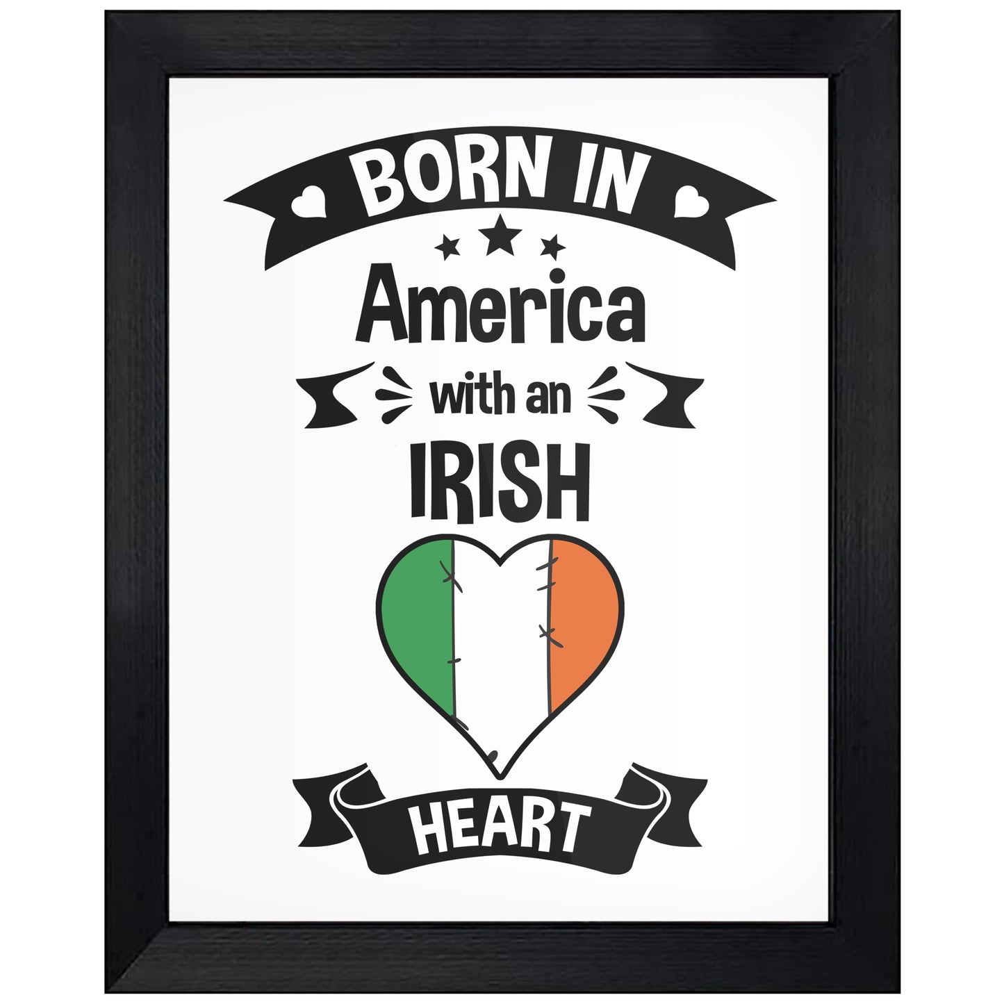 Born In America With An Irish Heart Baby Nursery 8"x10" Wall Art Print