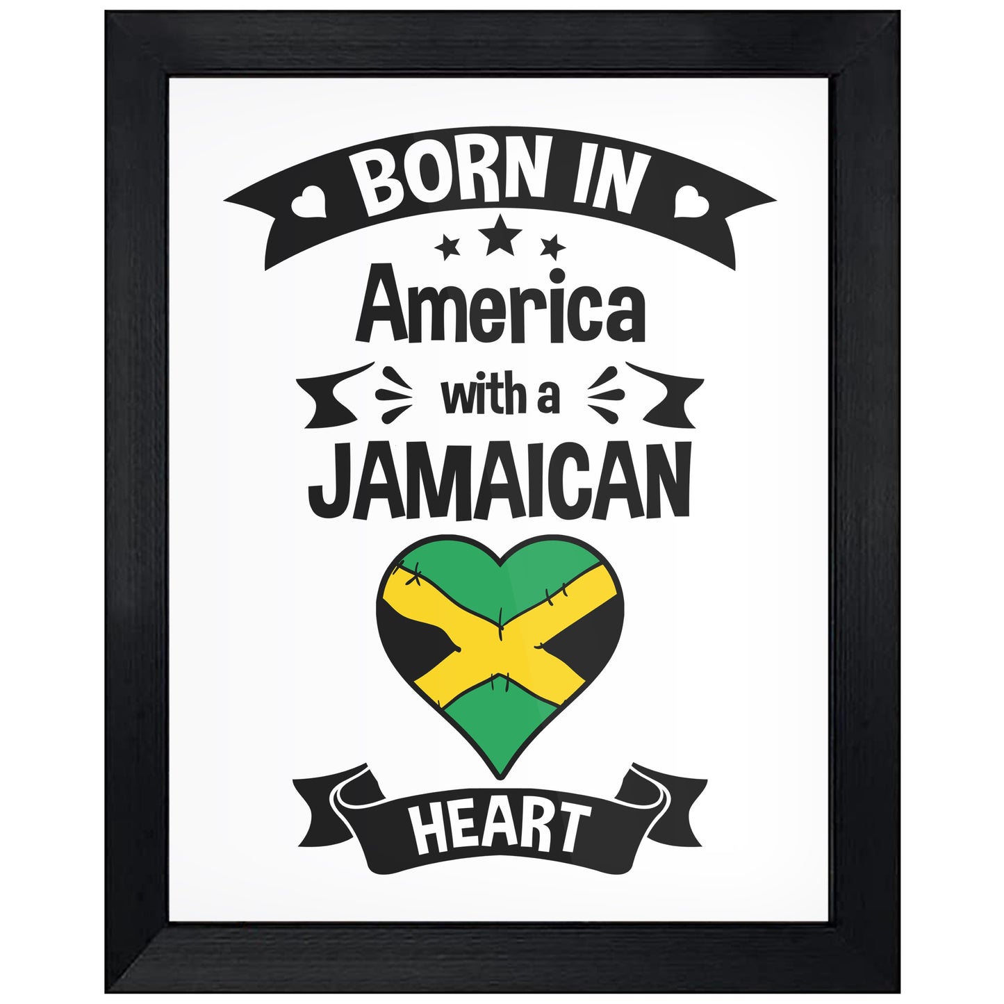 Born In America With A Jamaican Heart Baby Nursery 8"x10" Wall Art Print