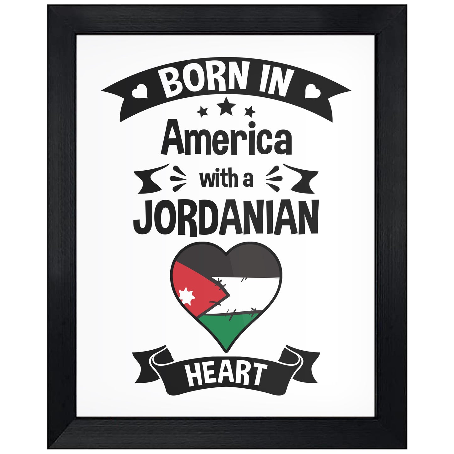 Born In America With A Jordanian Heart Baby Nursery 8"x10" Wall Art Print