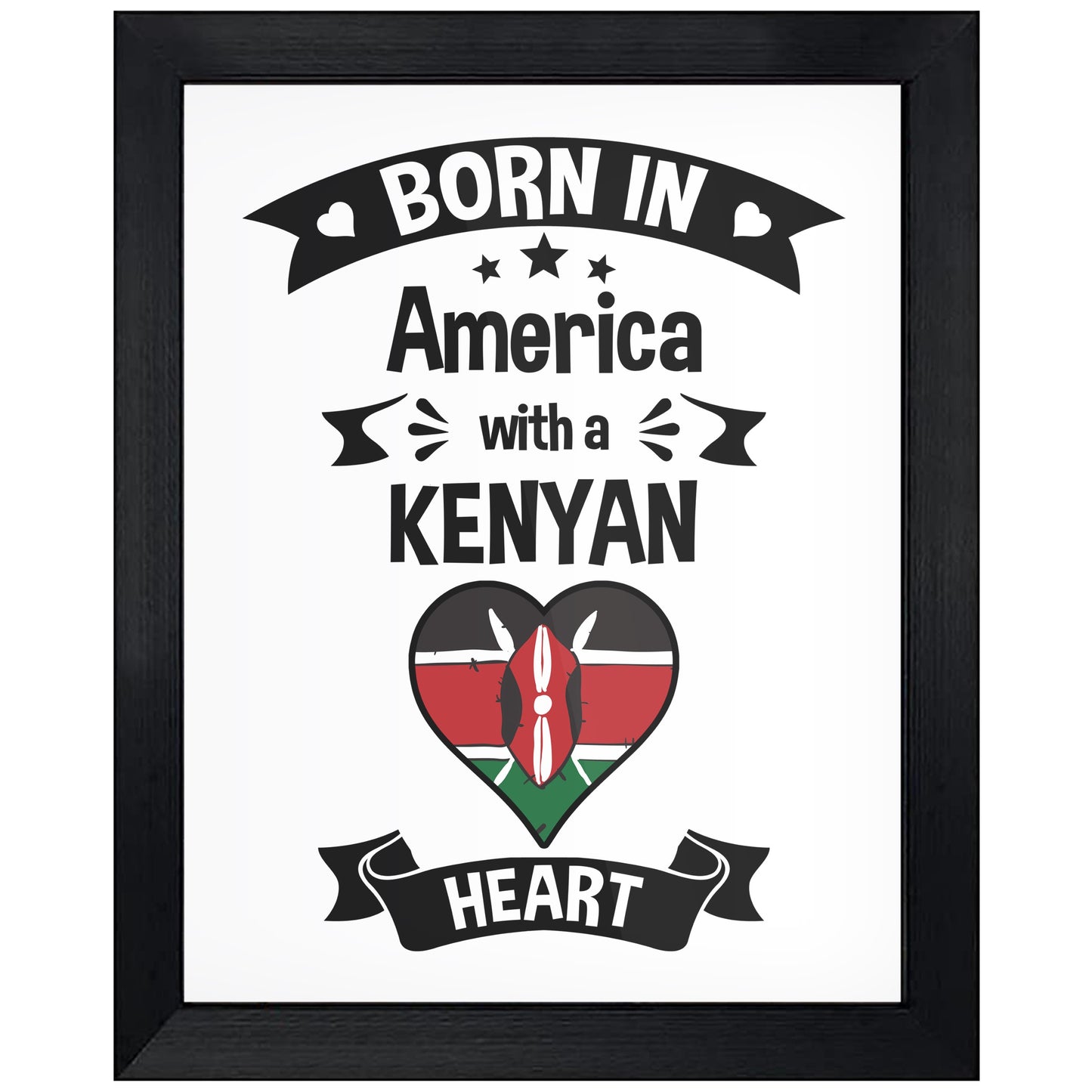 Born In America With A Kenyan Heart Baby Nursery 8"x10" Wall Art Print