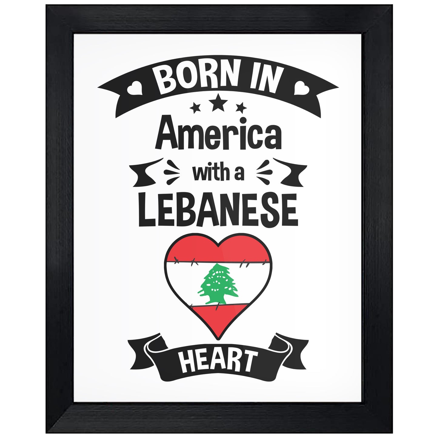 Born In America With A Lebanese Heart Baby Nursery 8"x10" Wall Art Print