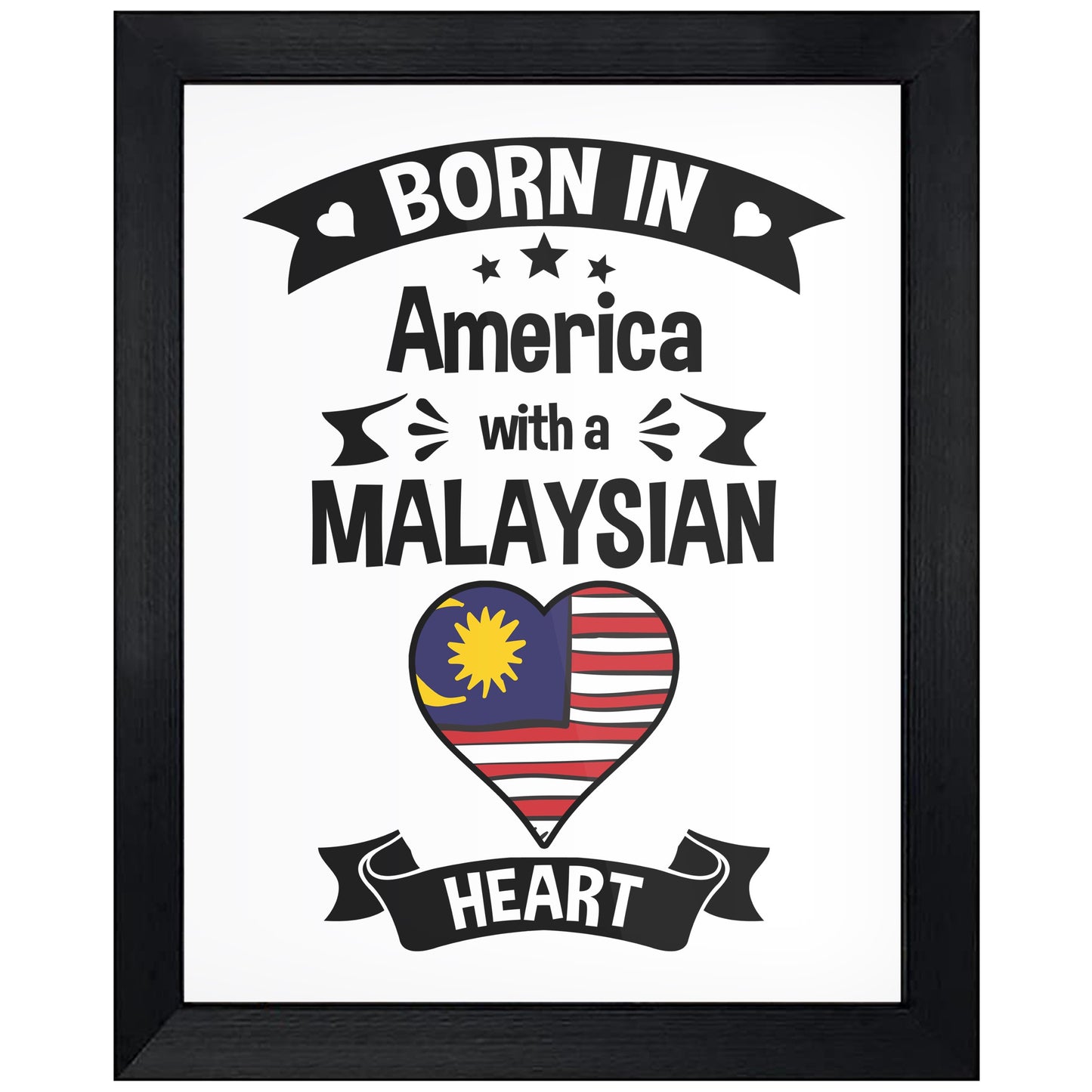 Born In America With A Malaysian Heart Baby Nursery 8"x10" Wall Art Print