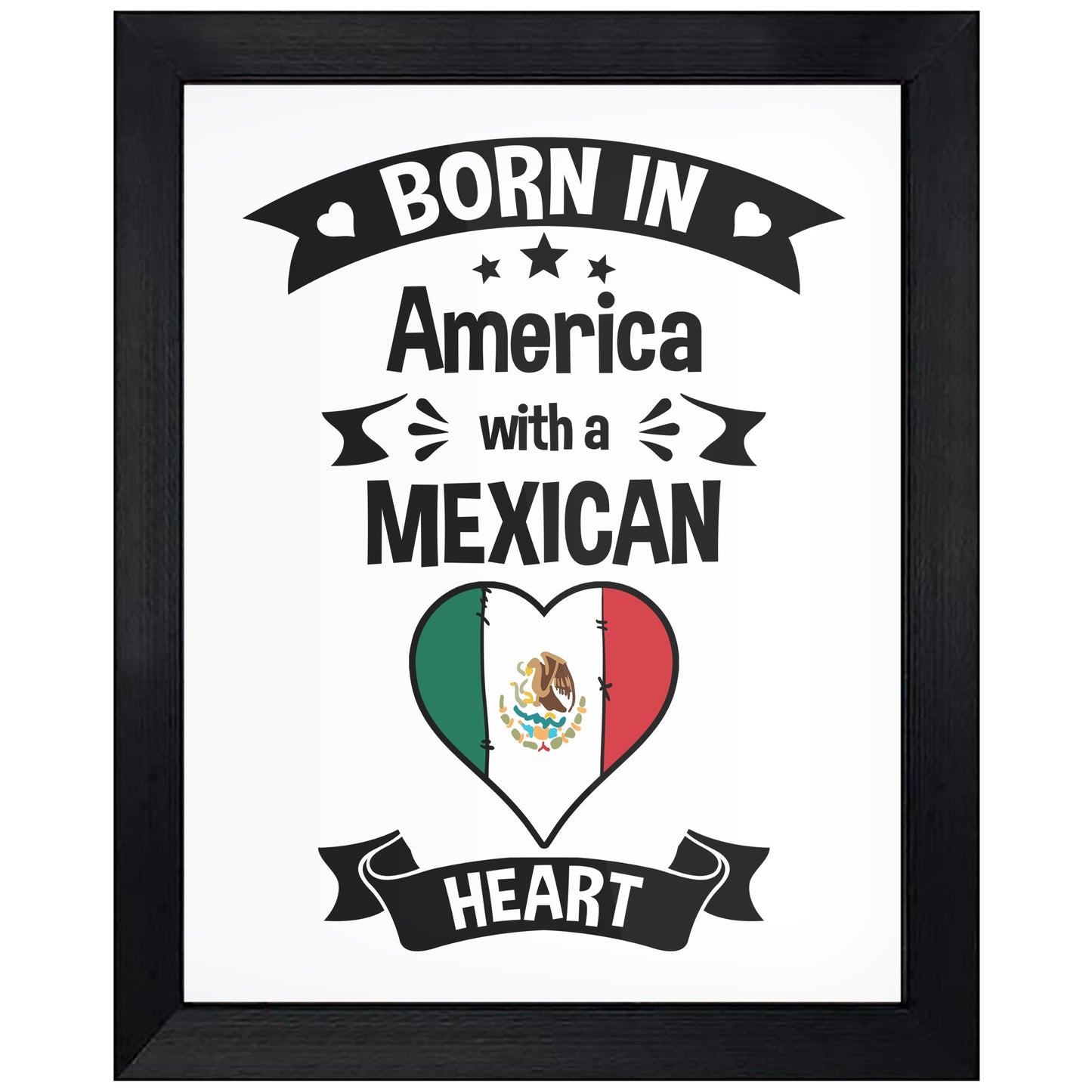 Born In America With A Mexican Heart Baby Nursery 8"x10" Wall Art Print