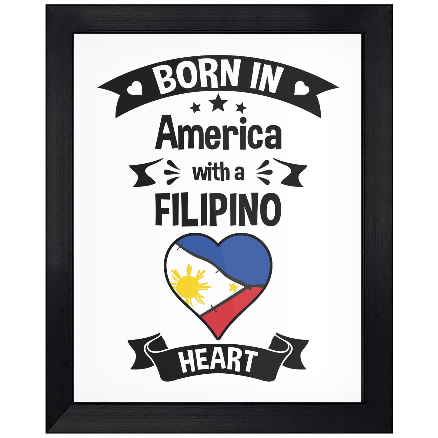 Born In America With A Filipino Heart Baby Nursery 8"x10" Wall Art Print