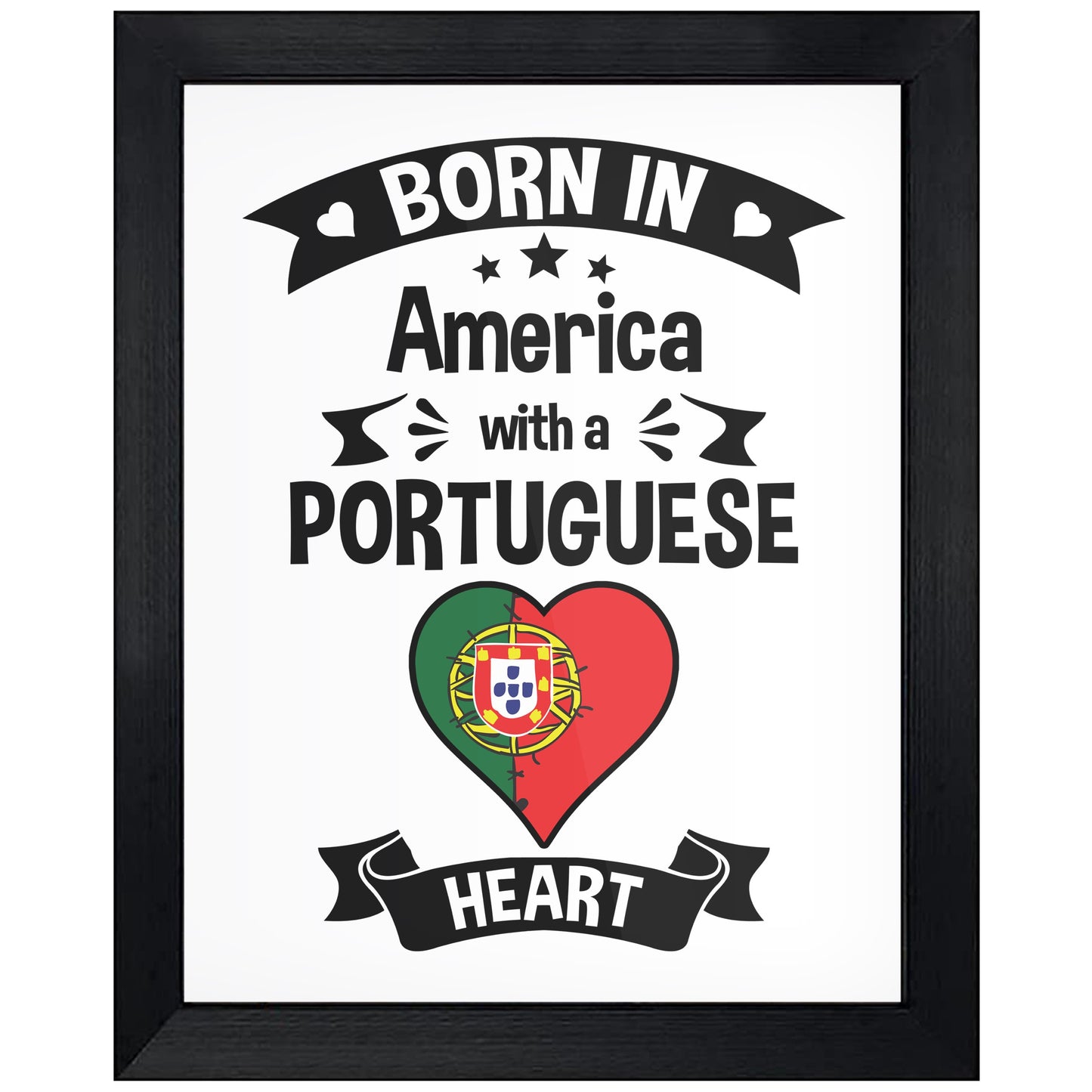 Born In America With A Portuguese Heart Baby Nursery 8"x10" Wall Art Print