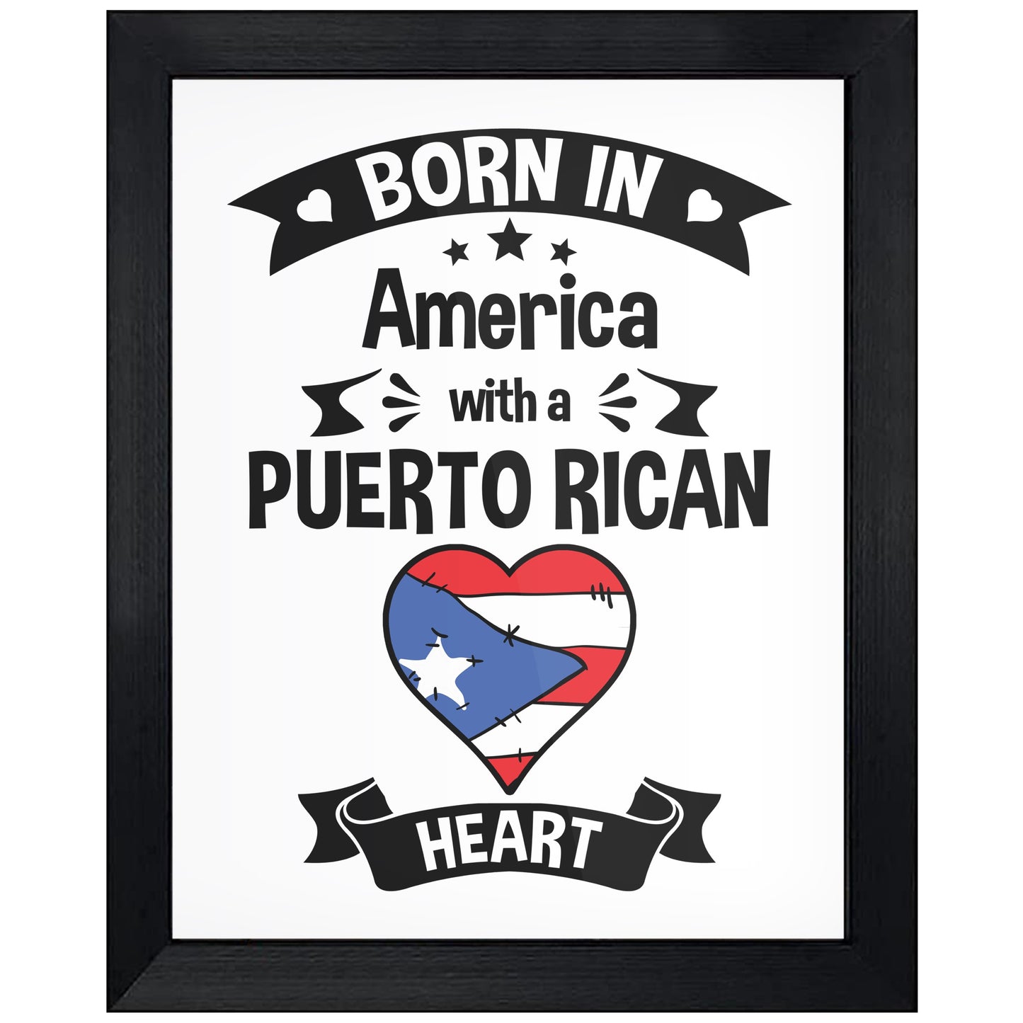 Born In America With A Puerto Rican Heart Baby Nursery 8"x10" Wall Art Print