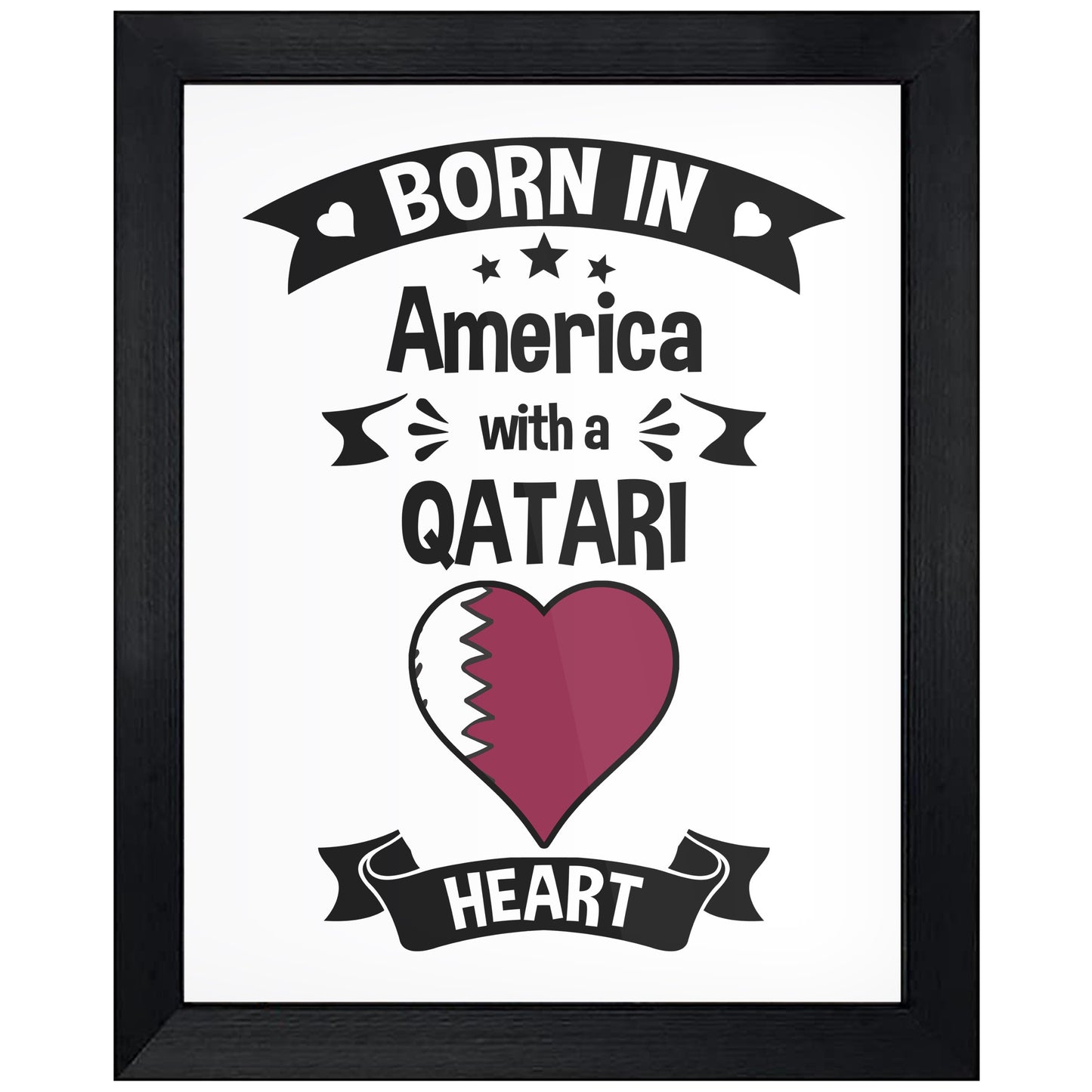Born In America With A Qatari Heart Baby Nursery 8"x10" Wall Art Print
