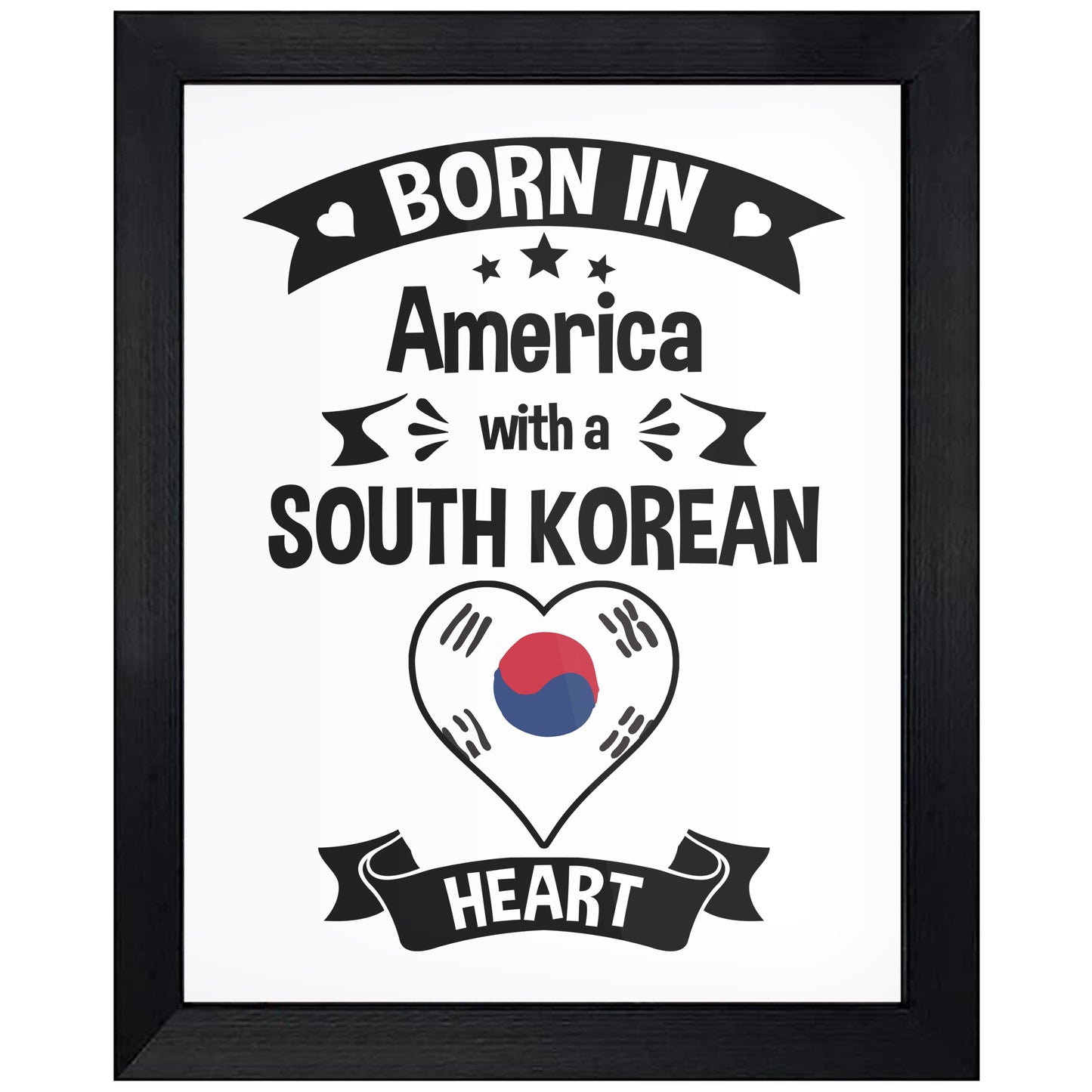 Born In America With A Korean Heart Baby Nursery 8"x10" Wall Art Print