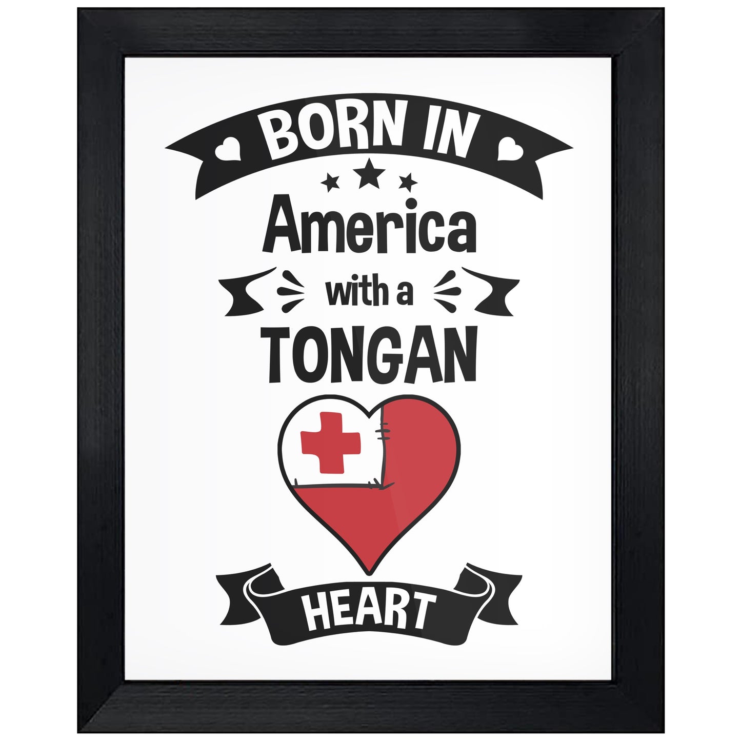 Born In America With A Tongan Heart Baby Nursery 8"x10" Wall Art Print