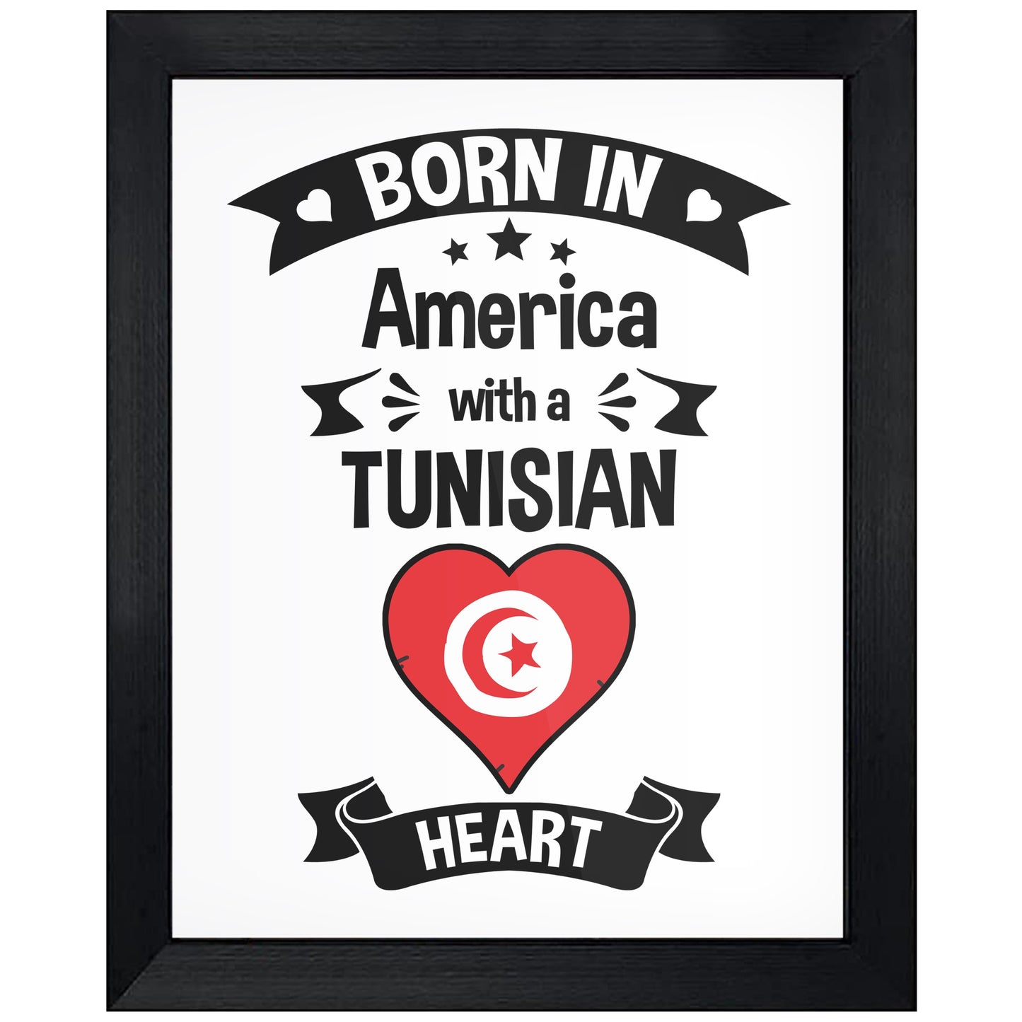 Born In America With A Tunisian Heart Baby Nursery 8"x10" Wall Art Print