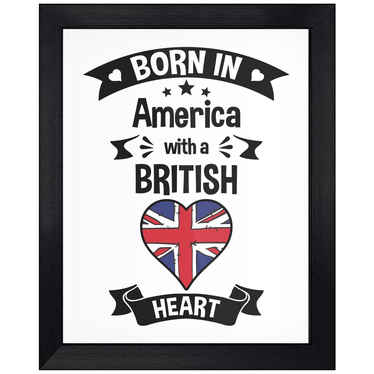 Born In America With A British Heart Baby Nursery 8"x10" Wall Art Print