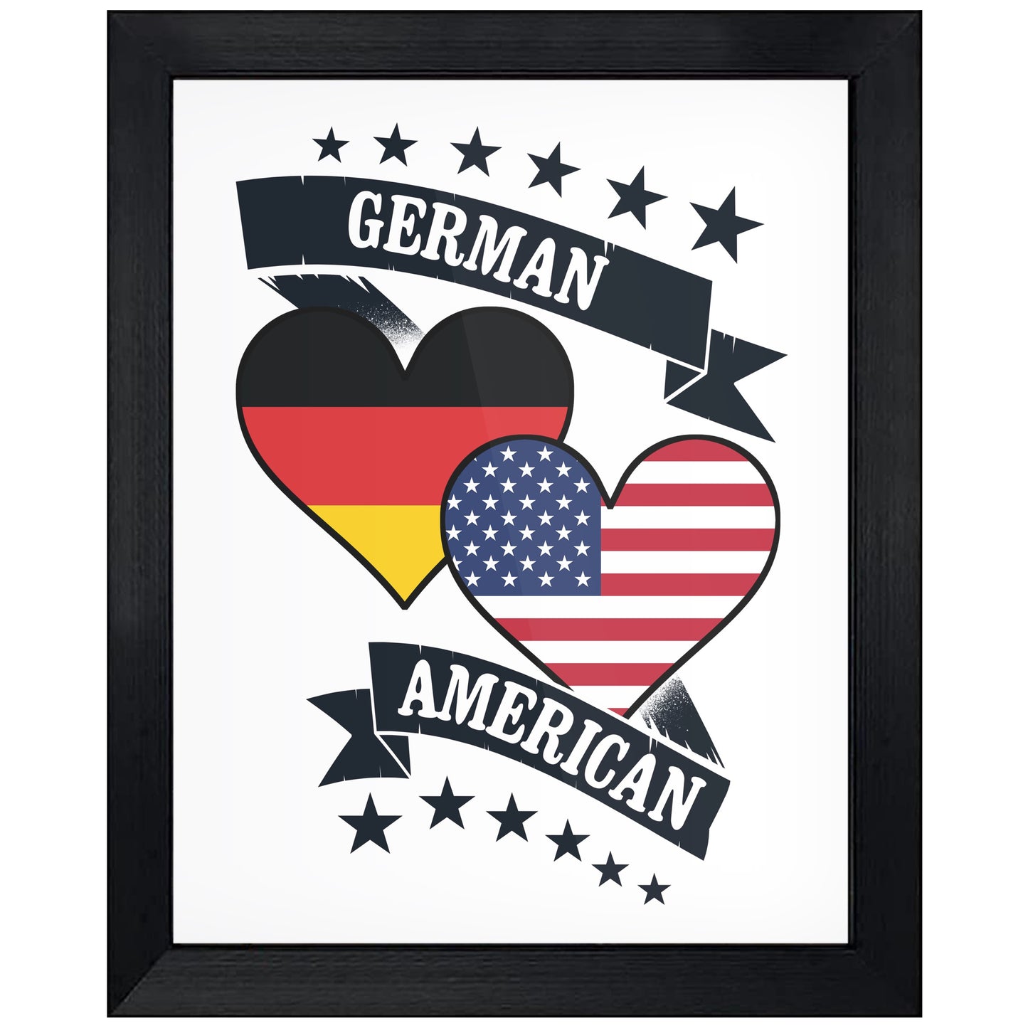 German American Heart Flags Germany America 8"x10" Wall Art Print