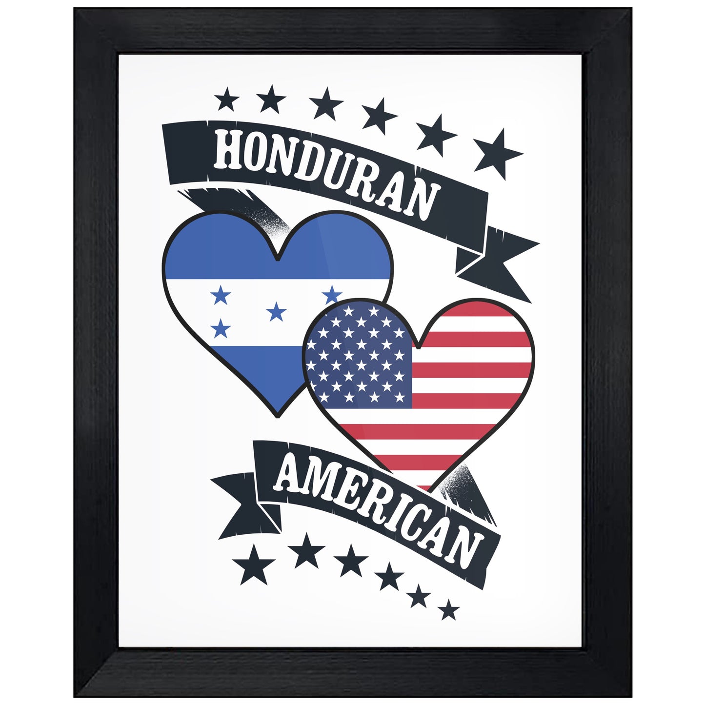 Honduran American Heart Flags Honduras America 8"x10" Wall Art Print