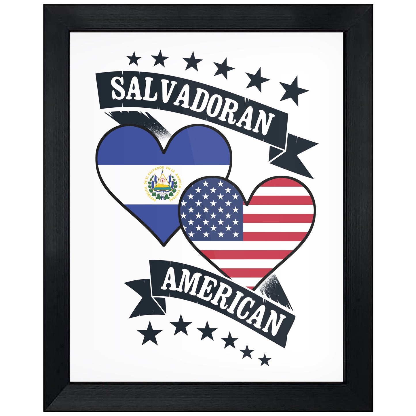 Salvadoran American Heart Flags El Salvador America 8"x10" Wall Art Print