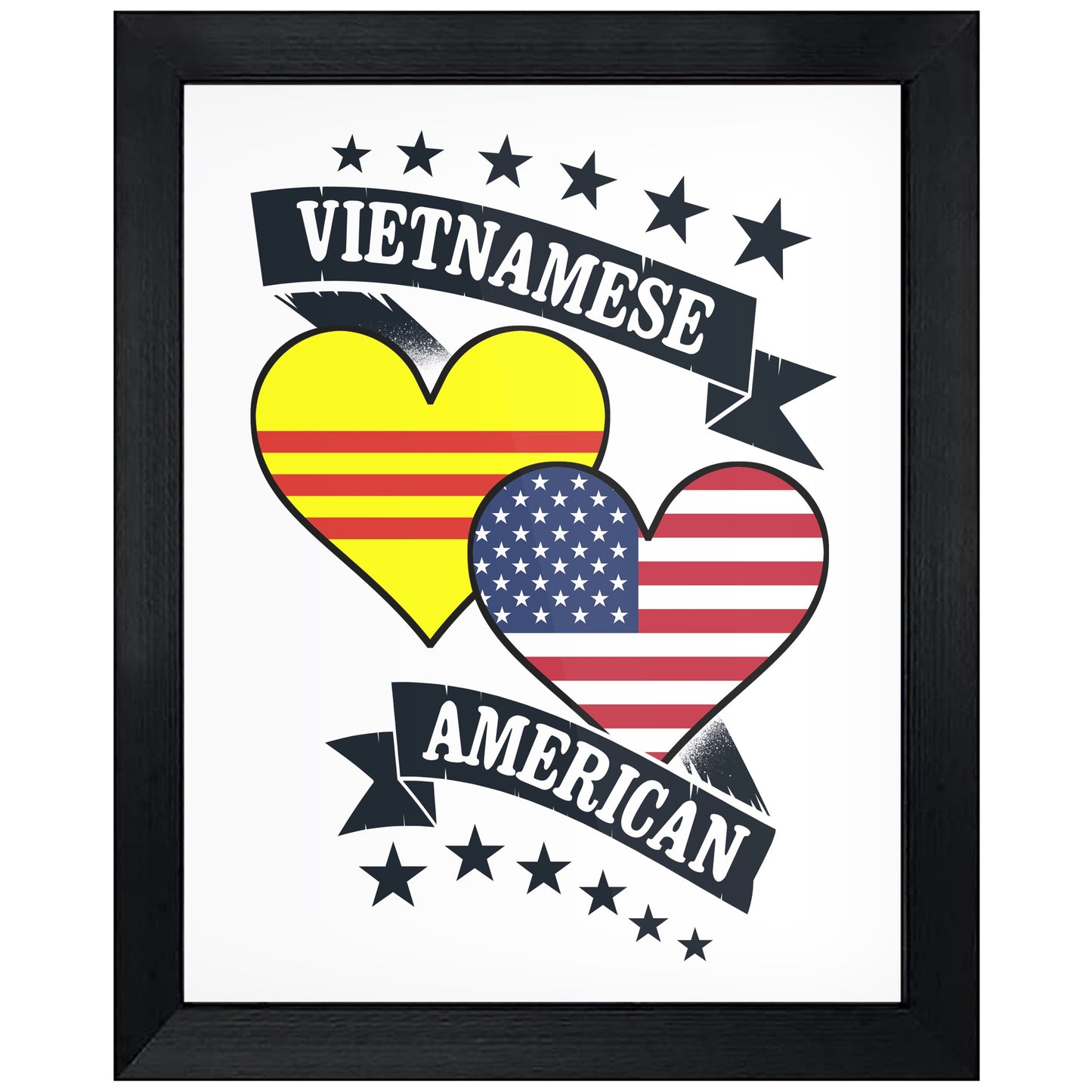 Vietnamese American Heart Flags Vietnam America 8"x10" Wall Art Print
