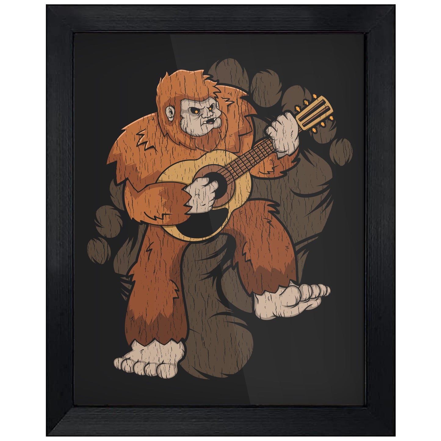 Bigfoot Guitar Art - Sasquatch Playing Guitar 8"x10" Wall Art Print