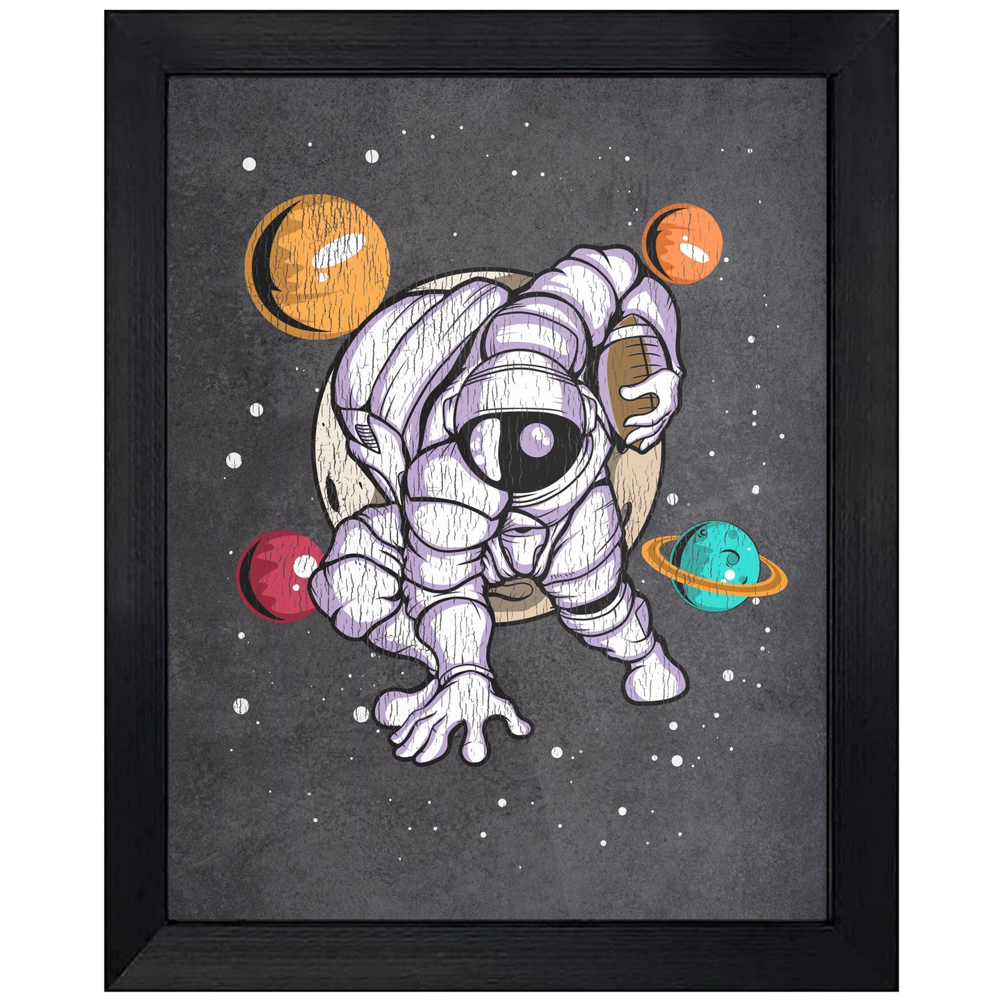 Football Astronaut Outer Space Spaceman Distressed 8"x10" Wall Art Print