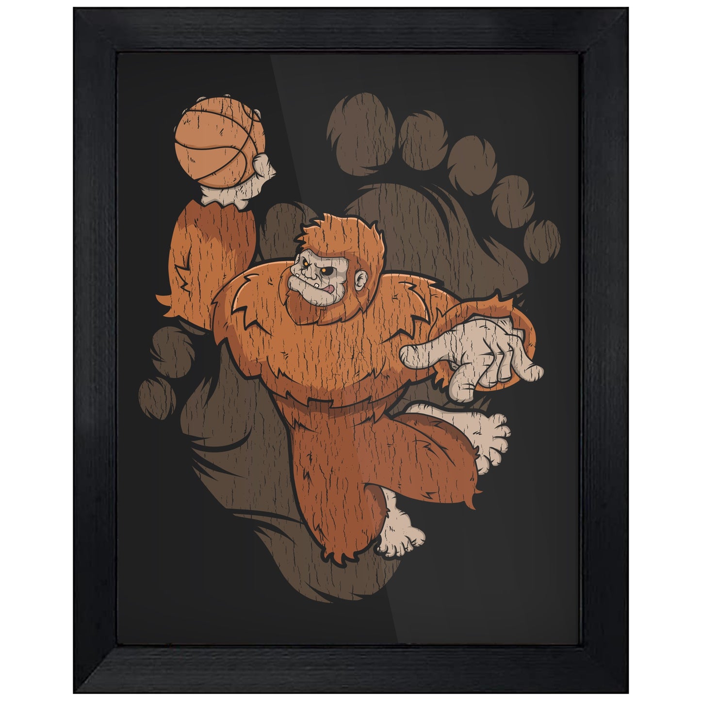 Bigfoot Basketball Art - Sasquatch Dunking 8"x10" Wall Art Print