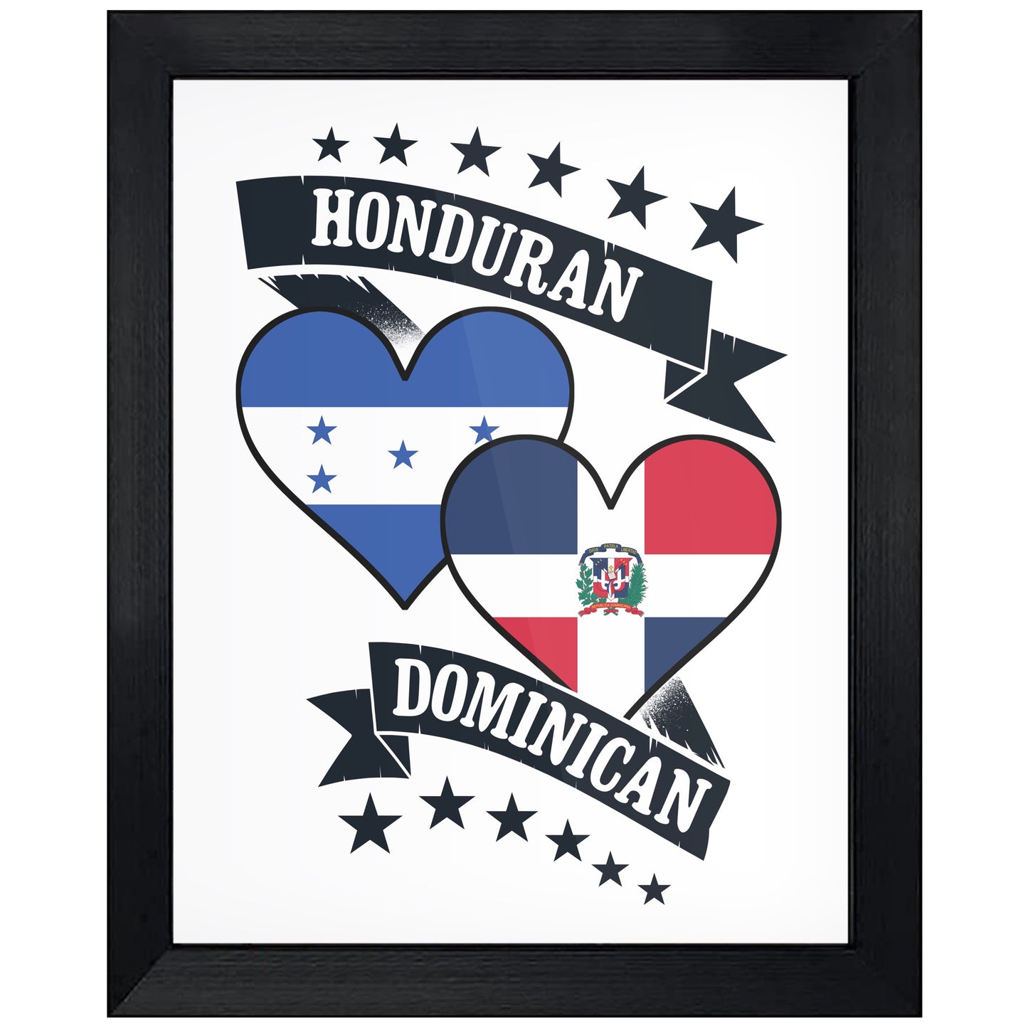 Honduran Dominican Heart Flags Honduras Dominican Republic 8"x10" Wall Art Print