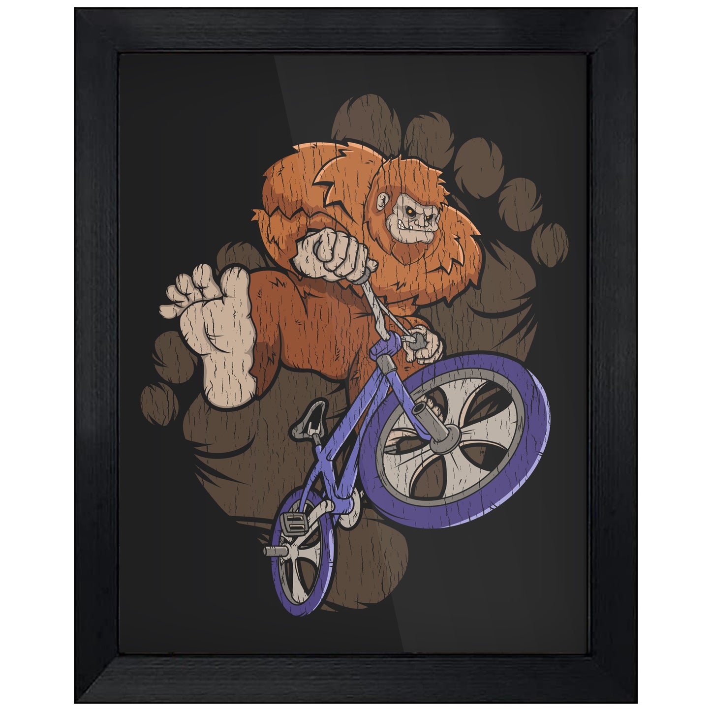 Bigfoot BMX Art - Sasquatch on BMX Bike 8"x10" Wall Art Print
