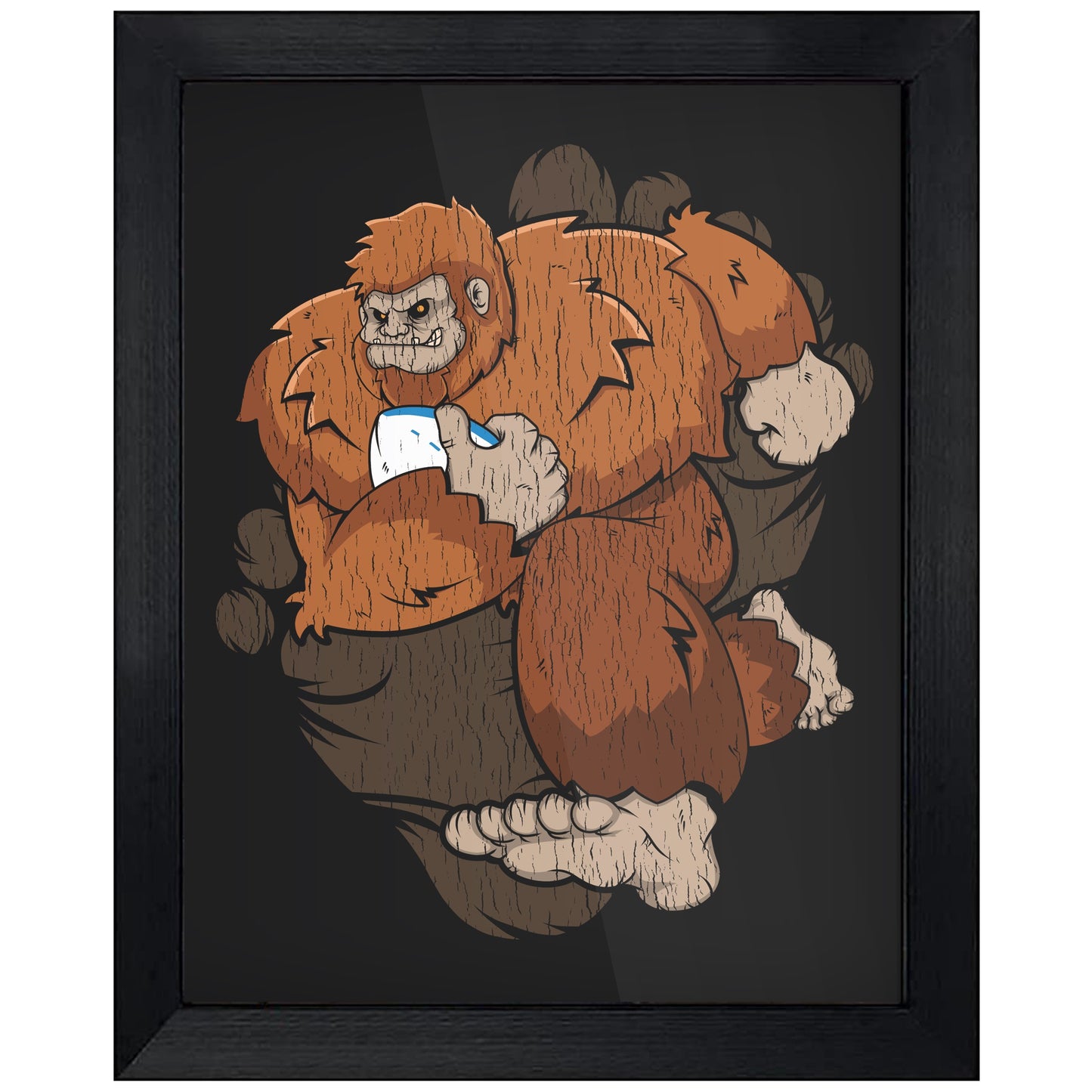 Bigfoot Rugby Art - Sasquatch Playing Rugby 8"x10" Wall Art Print