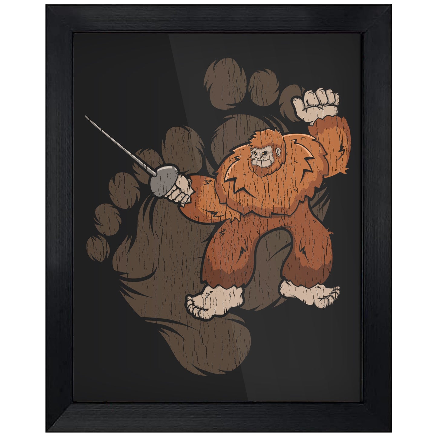 Bigfoot Fencing Art - Sasquatch Fencing 8"x10" Wall Art Print
