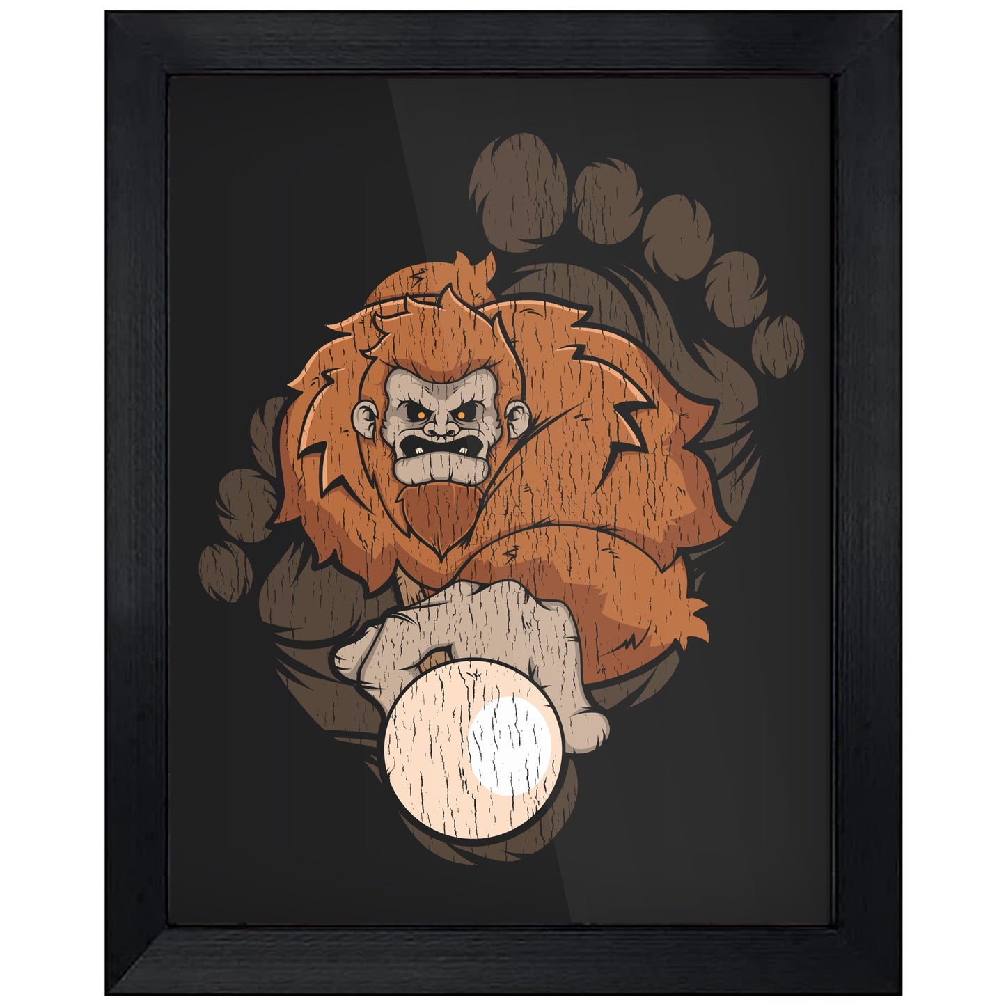 Bigfoot Billiards Art - Sasquatch Playing Pool 8"x10" Wall Art Print