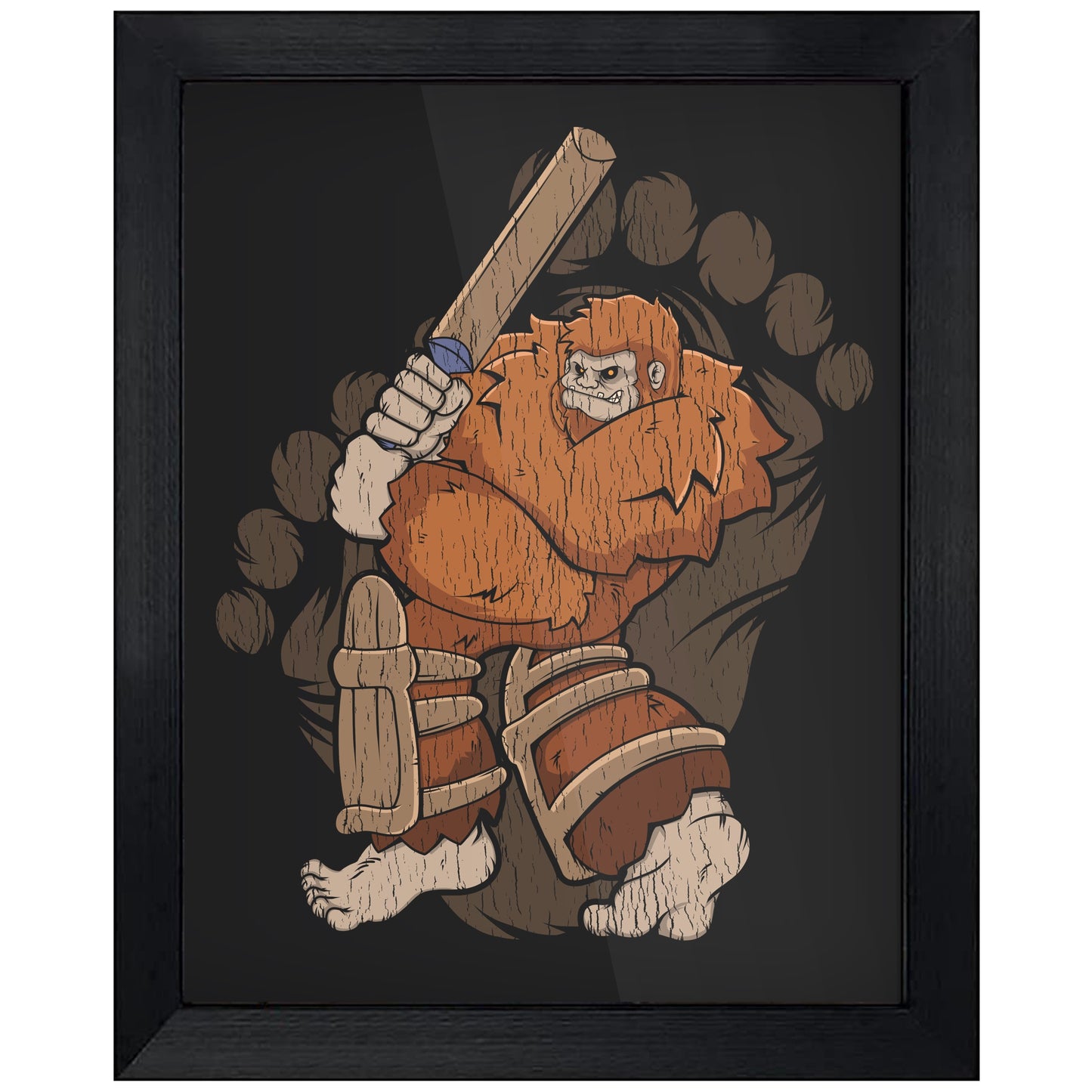 Bigfoot Cricket Art - Sasquatch Playing Cricket 8"x10" Wall Art Print
