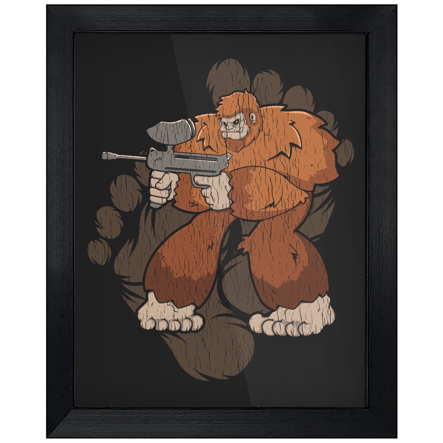 Bigfoot Paintball Art - Sasquatch Playing Paintball 8"x10" Wall Art Print