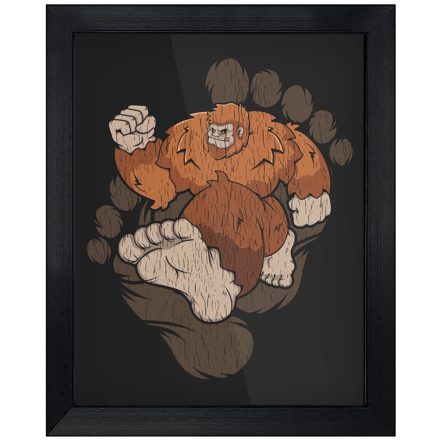 Bigfoot Marathon Art - Sasquatch Running 8"x10" Wall Art Print