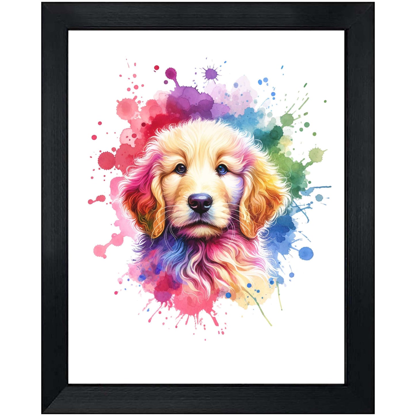 Goldendoodle Rainbow Watercolor Portrait Dog Lover 8"x10" Wall Art Print - Goldendoodle Gift