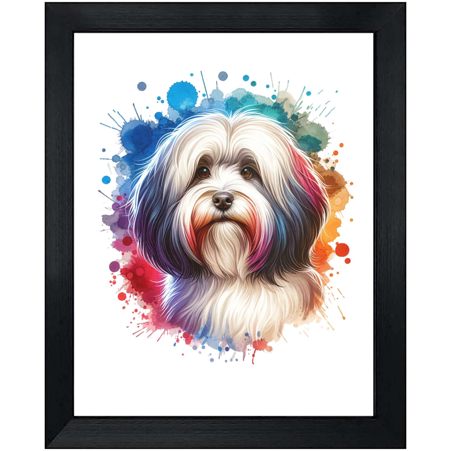 Havanese Rainbow Watercolor Portrait Dog Lover 8"x10" Wall Art Print - Havanese Gift