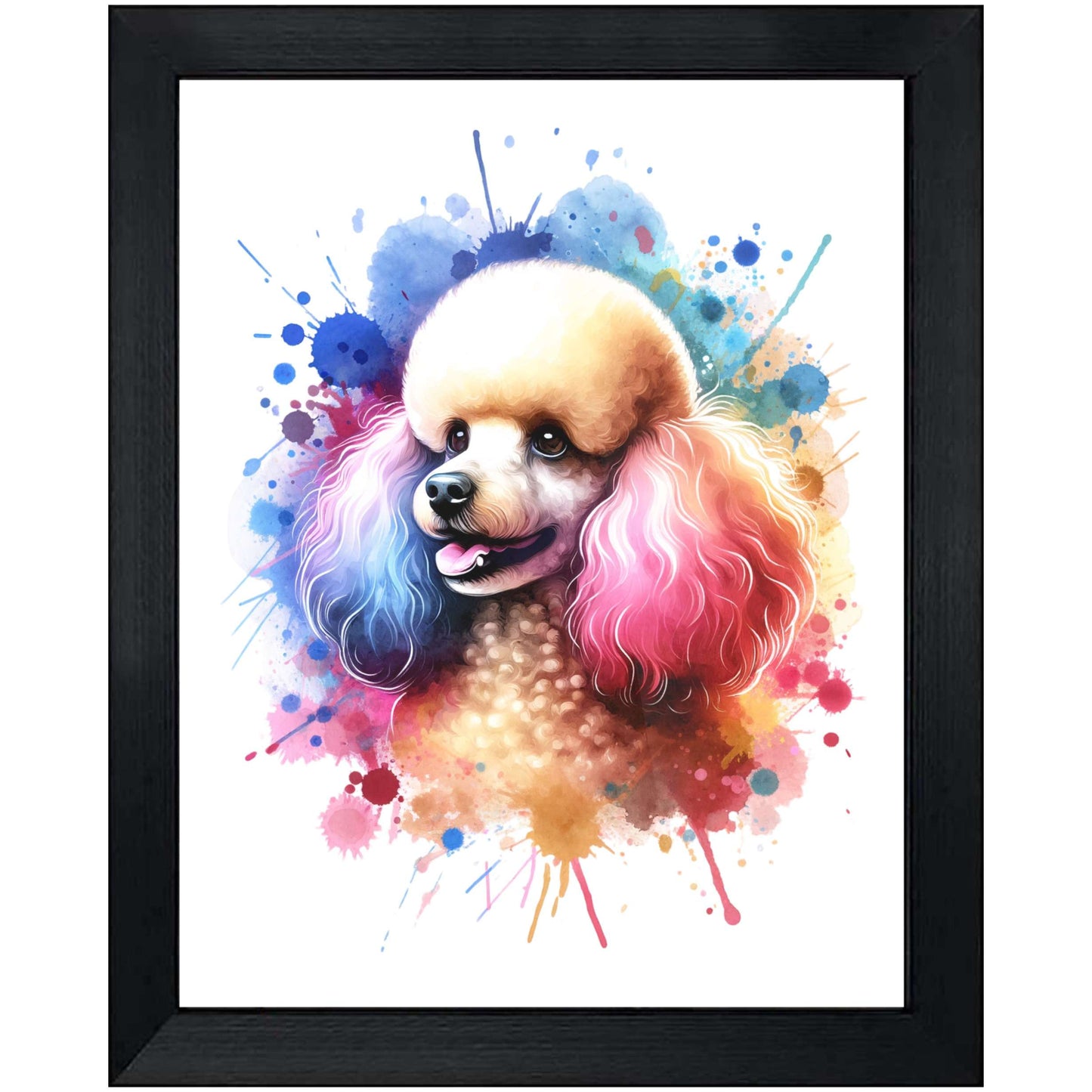 Poodle Rainbow Watercolor Portrait Dog Lover 8"x10" Wall Art Print - Poodle Gift