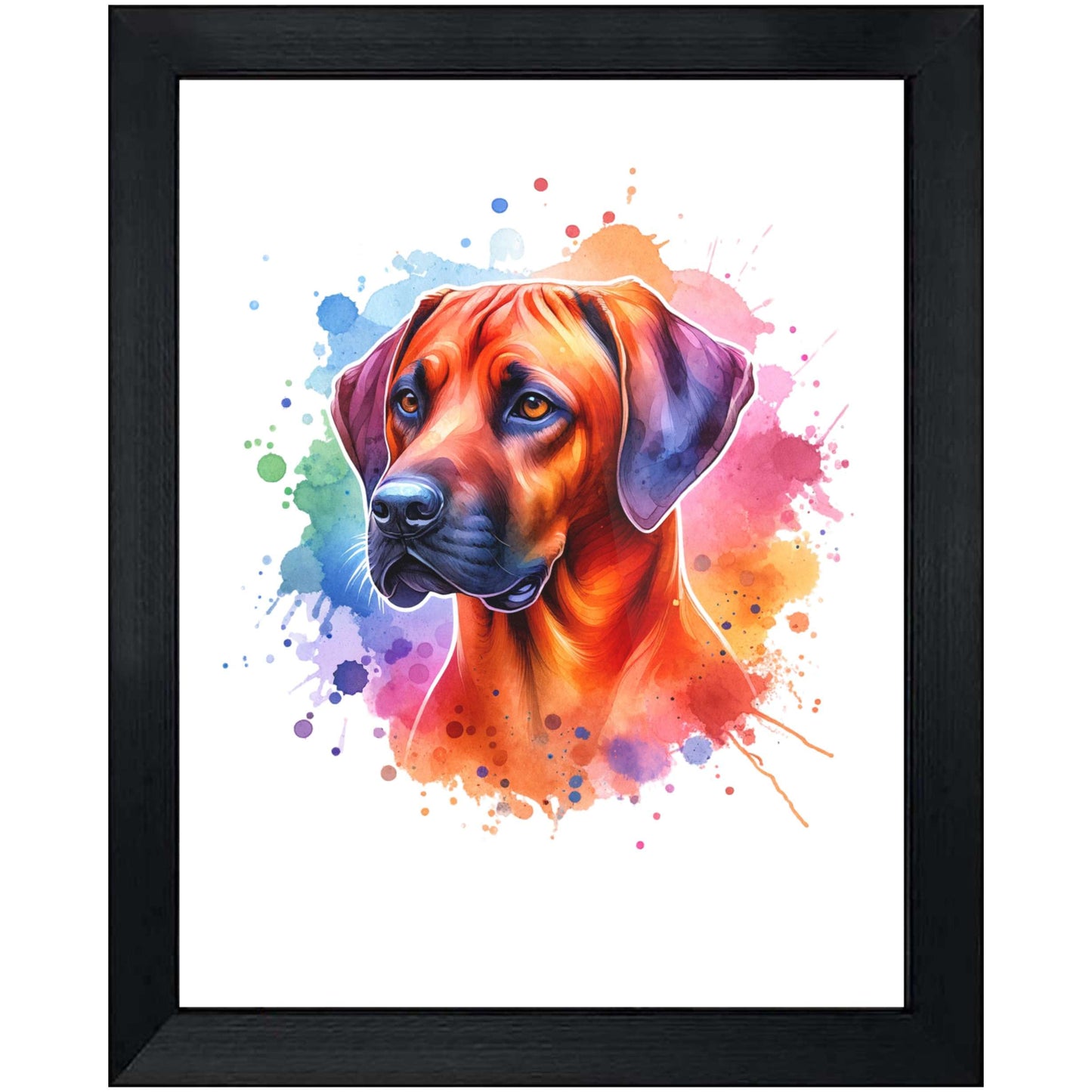 Rhodesian Ridgeback Rainbow Watercolor Portrait Dog Lover 8"x10" Wall Art Print - Rhodesian Ridgeback Gift