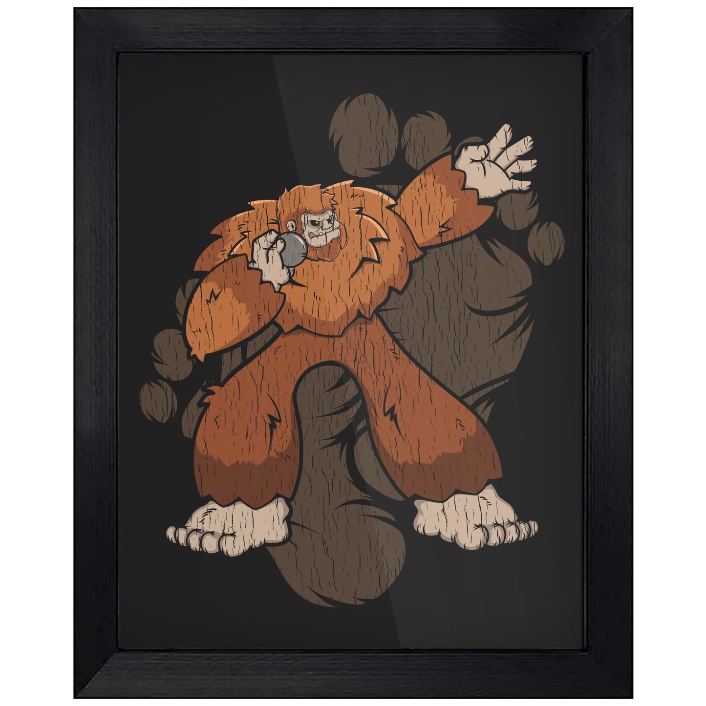Bigfoot Shot Put Art - Sasquatch Shot Putting 8"x10" Wall Art Print