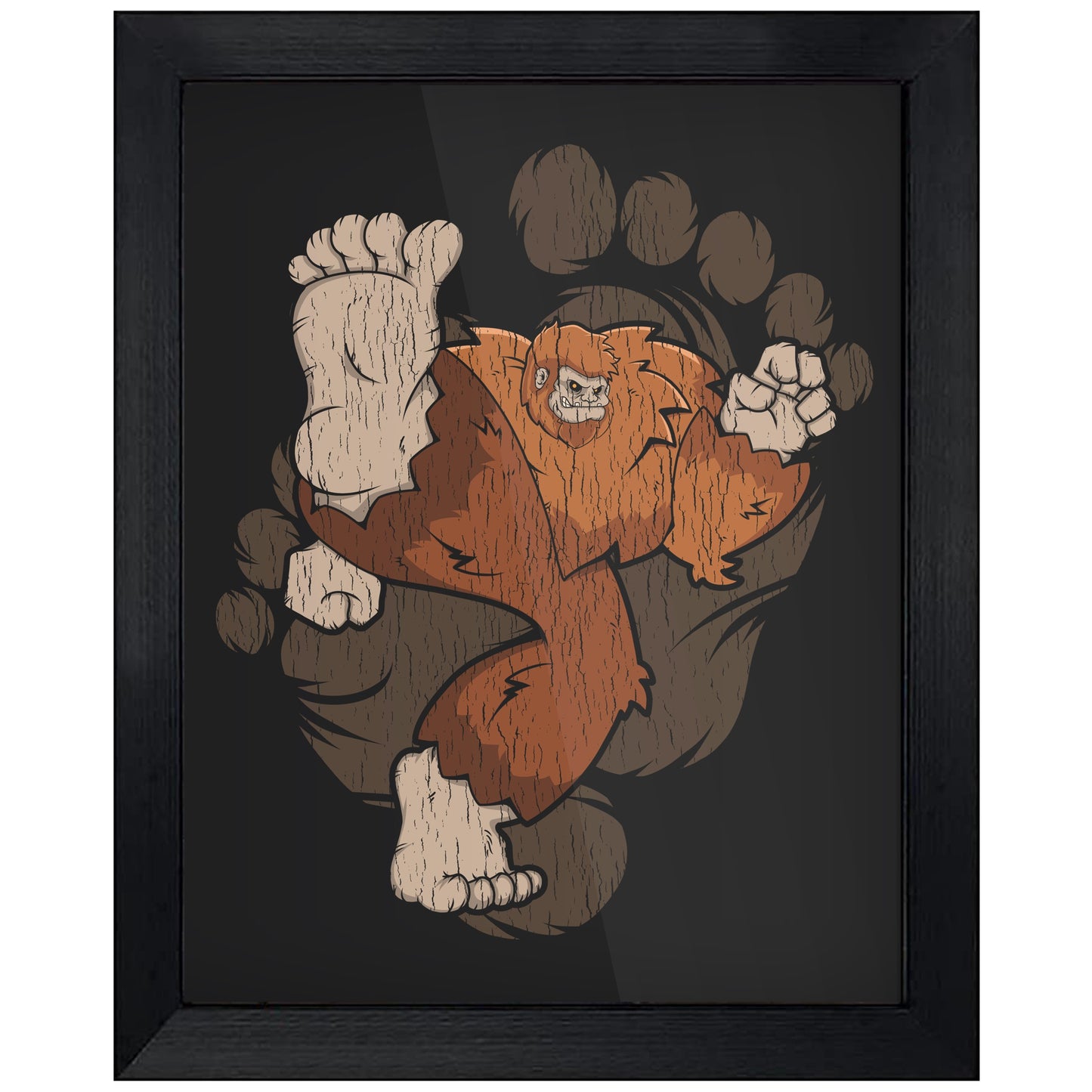 Bigfoot Karate Art - Sasquatch Kicking 8"x10" Wall Art Print