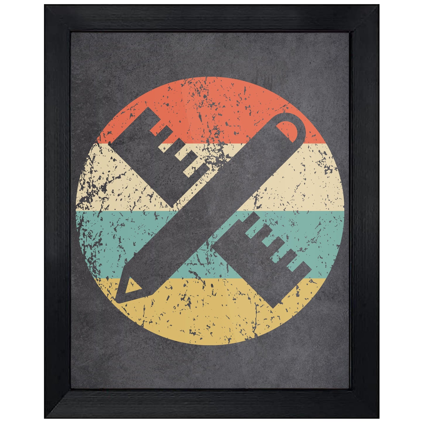 Ruler Pencil Teacher Icon Retro 8"x10" Wall Art Print