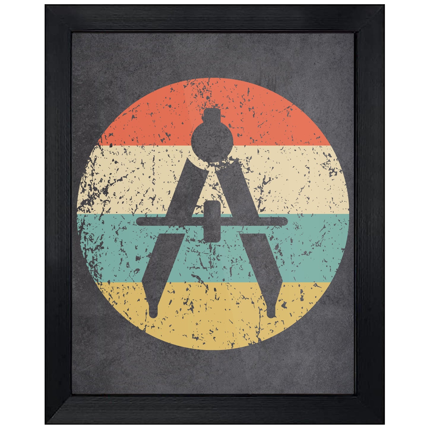 Compass Architect Engineer Icon Retro 8"x10" Wall Art Print