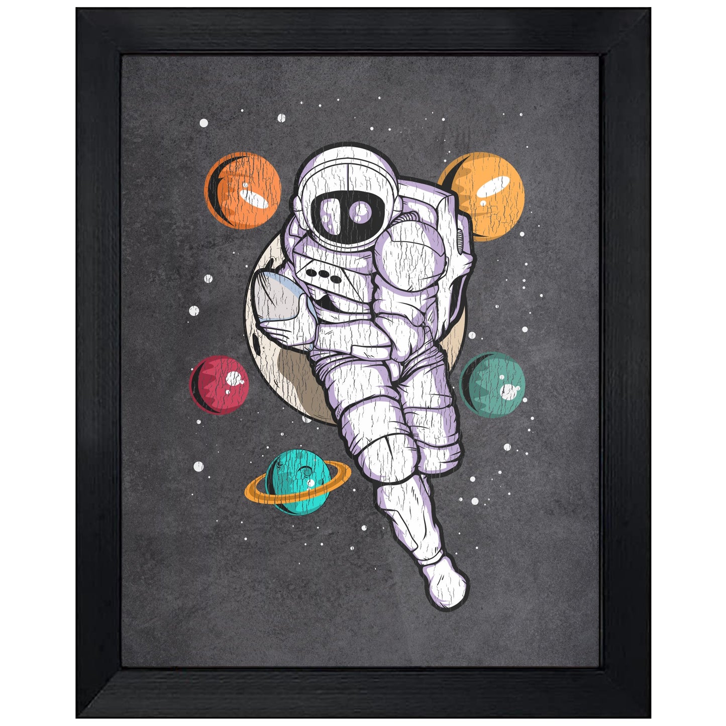 Rugby Astronaut Outer Space Spaceman Distressed 8"x10" Wall Art Print