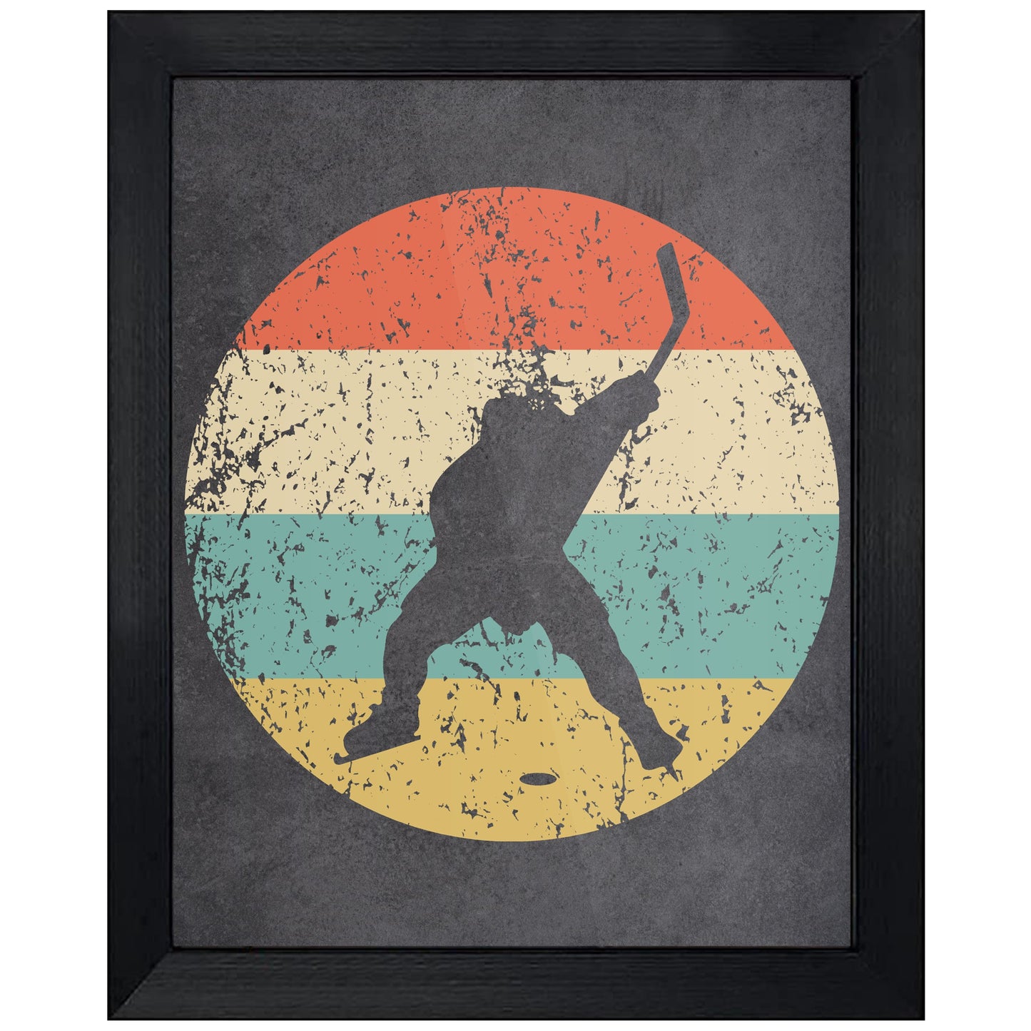 Ice Hockey Player Sports Icon Retro 8"x10" Wall Art Print