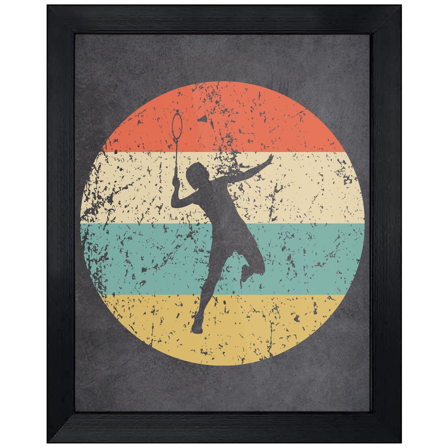 Badminton Player Sports Icon Retro 8"x10" Wall Art Print